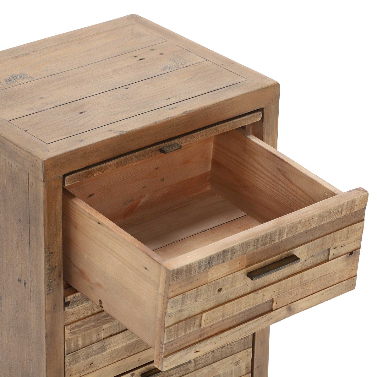 Charlie Reclaimed Wood 3 Drawer Bedside Table, Oaklands/Rustic Natural