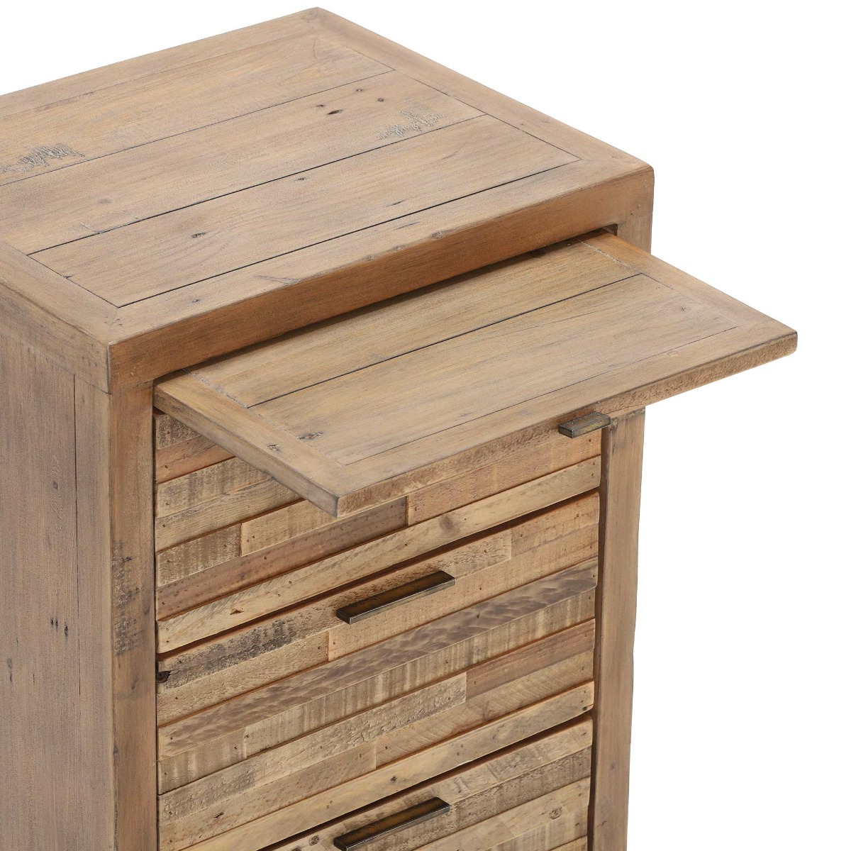 Charlie Reclaimed Wood 3 Drawer Bedside Table, Oaklands/Rustic Natural