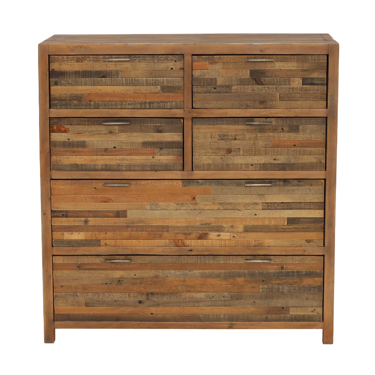 Charlie Reclaimed Wood 6 Drawer Chest Cabinet, Oaklands/Rustic Natural