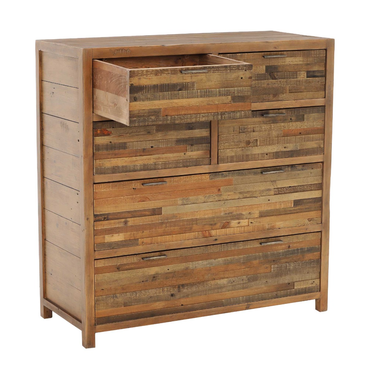 Charlie Reclaimed Wood 6 Drawer Chest Cabinet, Oaklands/Rustic Natural