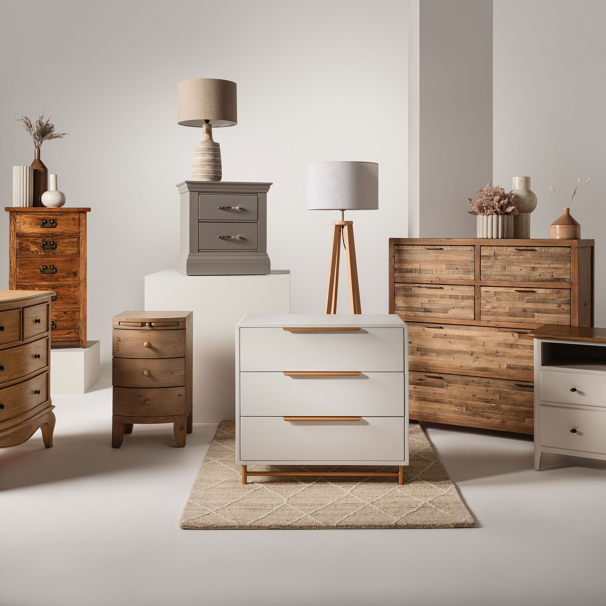 Charlie Reclaimed Wood 6 Drawer Chest Cabinet, Oaklands/Rustic Natural