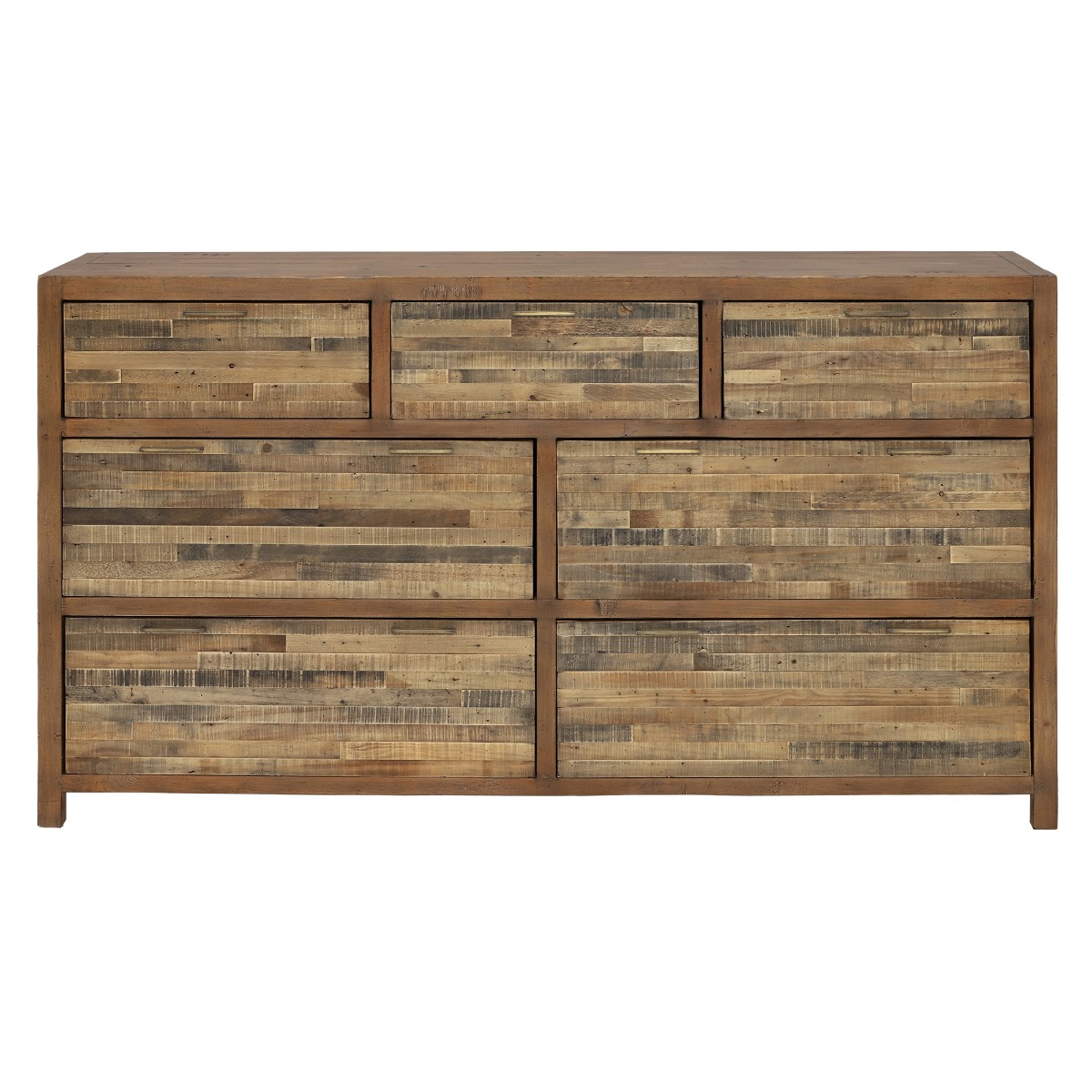 Charlie Reclaimed Wood 7 Drawer Dresser, Oaklands/Rustic Natural