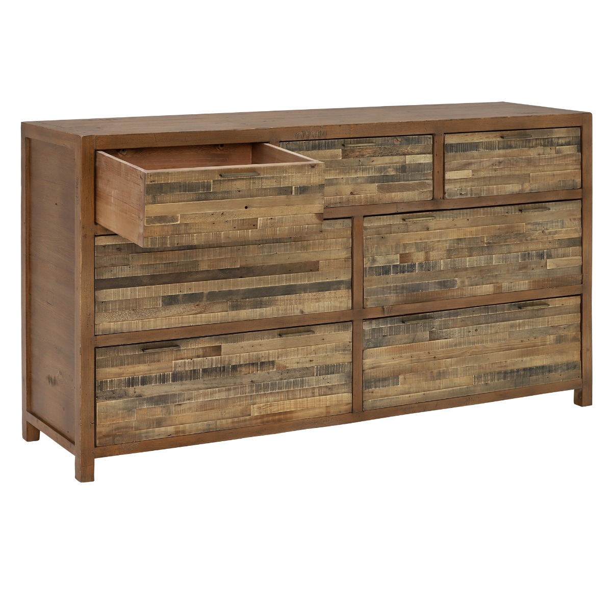 Charlie Reclaimed Wood 7 Drawer Dresser, Oaklands/Rustic Natural