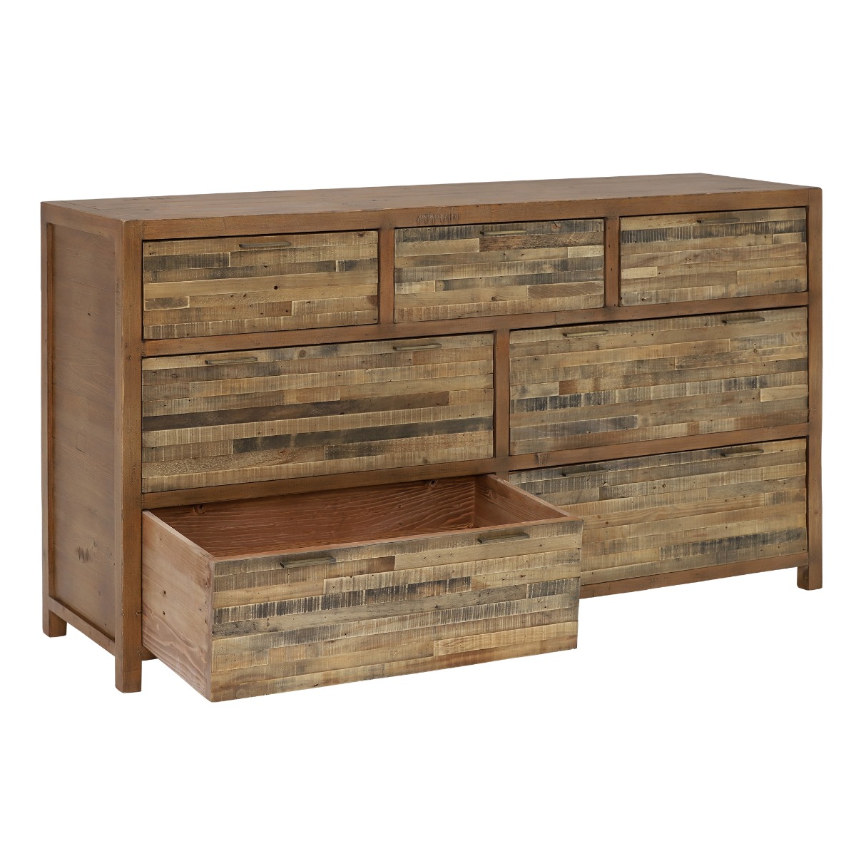 Charlie Reclaimed Wood 7 Drawer Dresser, Oaklands/Rustic Natural