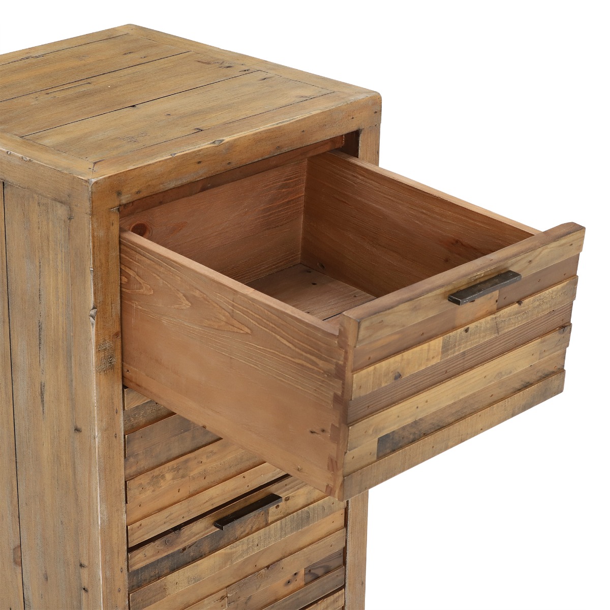 Charlie Reclaimed Wood 6 Drawer Lingerie Tallboy, Oaklands/Rustic Natural