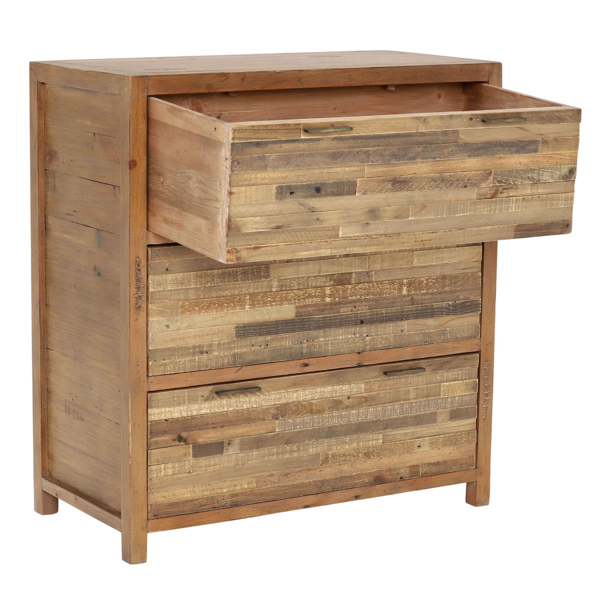 Charlie Reclaimed Wood 3 Drawer Chest, Oaklands/Rustic Natural
