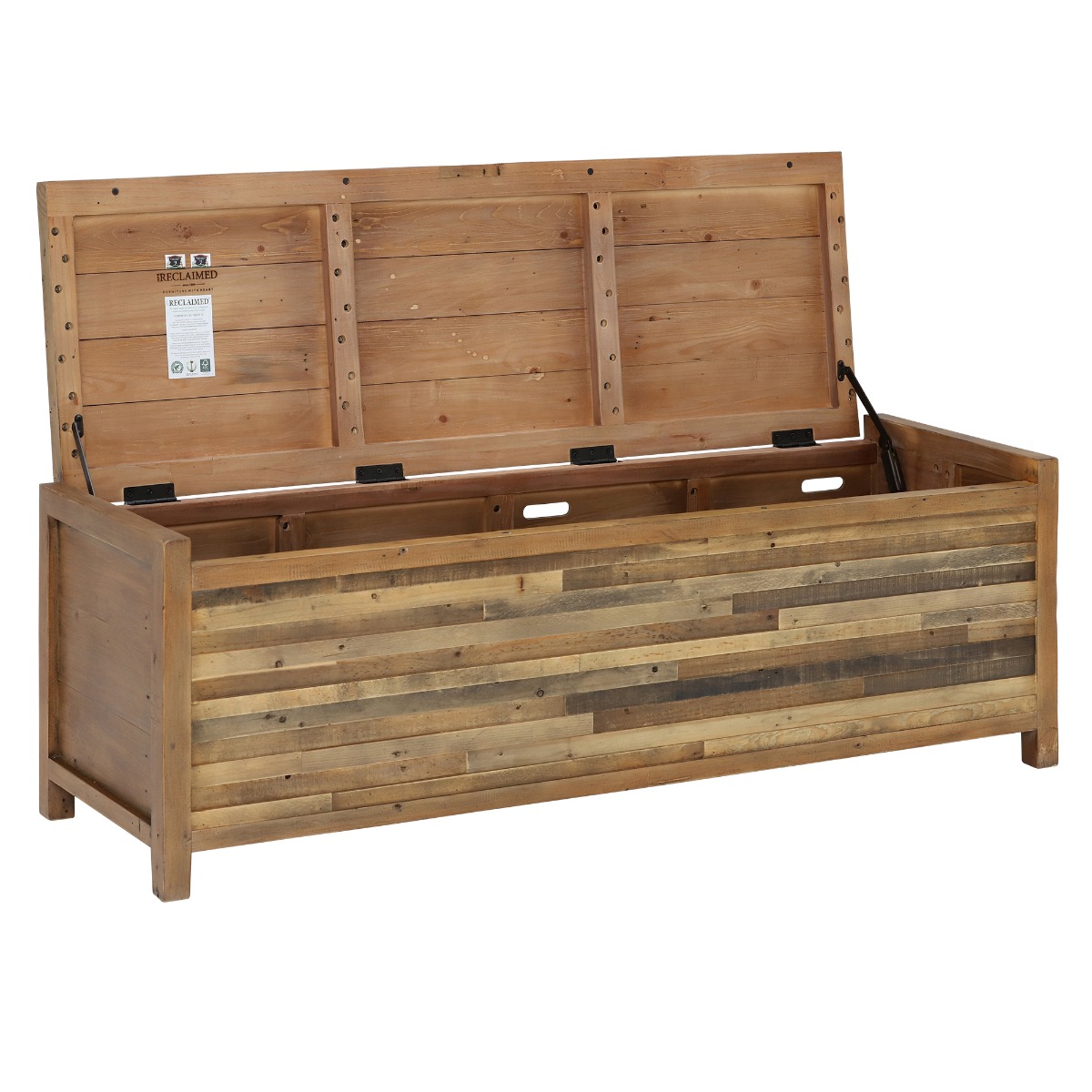 Charlie Reclaimed Wood Large Rectangular Blanket Box, Oaklands/Rustic Natural