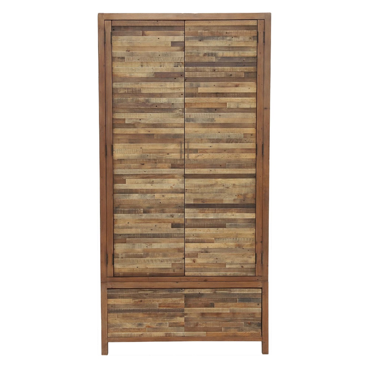 Charlie 102cm Reclaimed Wood 2 Door 2 Drawer Wardrobe, Oaklands/Rustic Natural