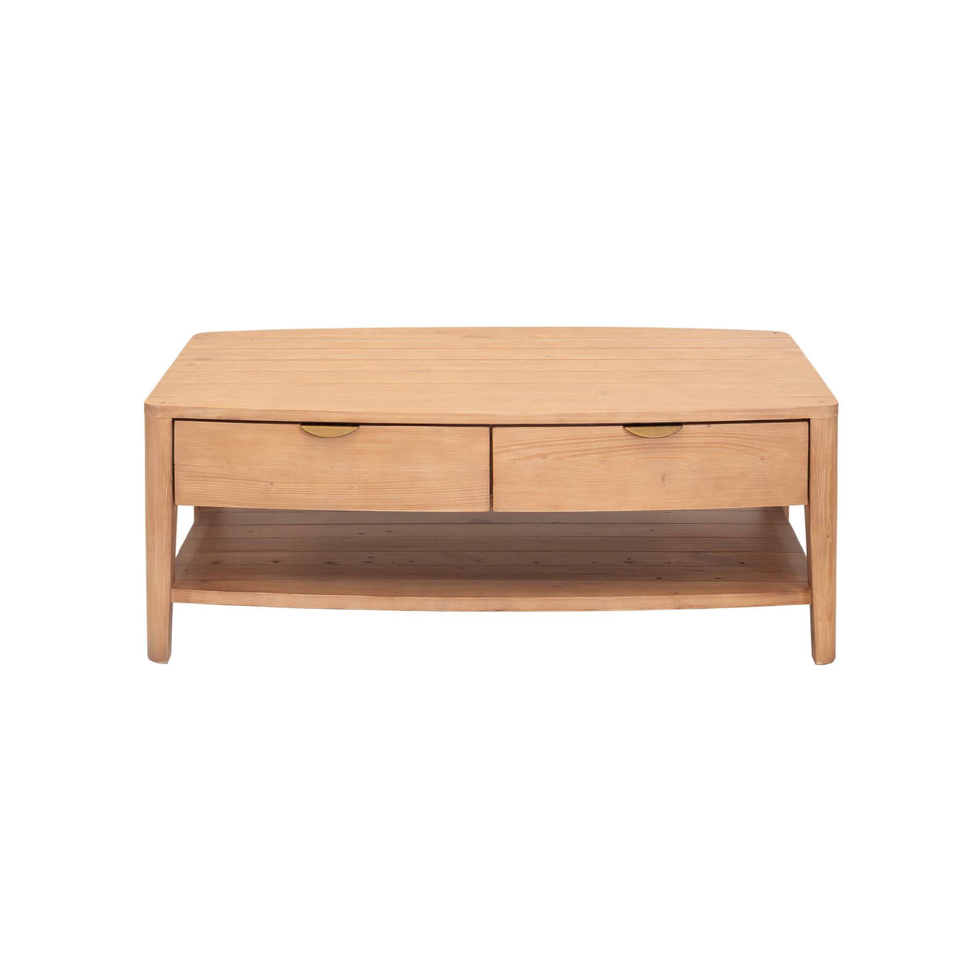 Halstatt Brown Reclaimed Wood 4 Drawer Coffee Table with a Shelf