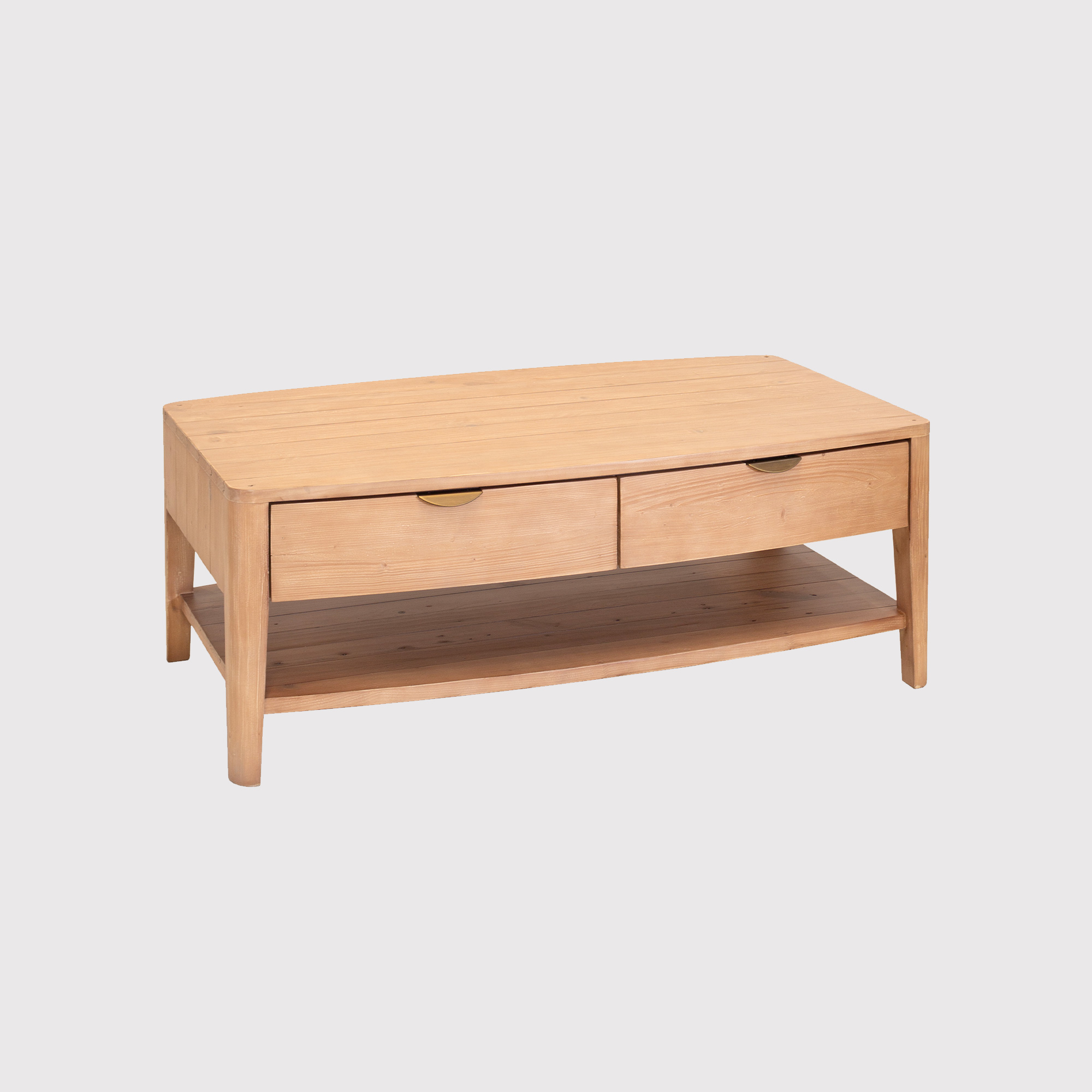 Halstatt Brown Reclaimed Wood 4 Drawer Coffee Table with a Shelf