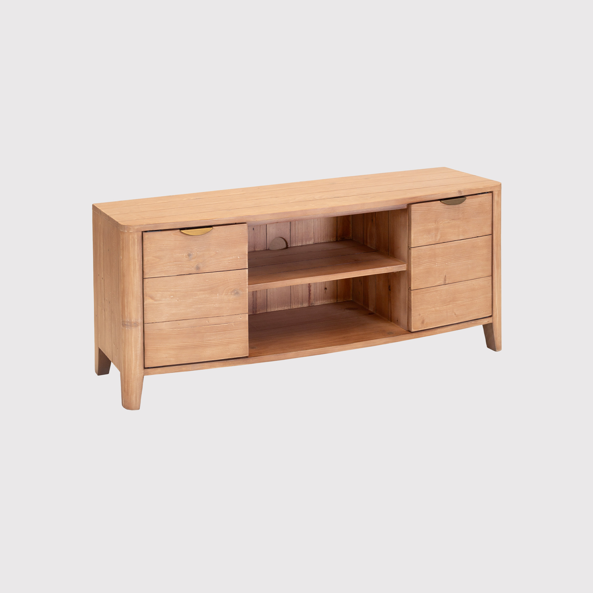 Halstatt Brown Reclaimed Wood 2 Door 2 Shelves TV Unit