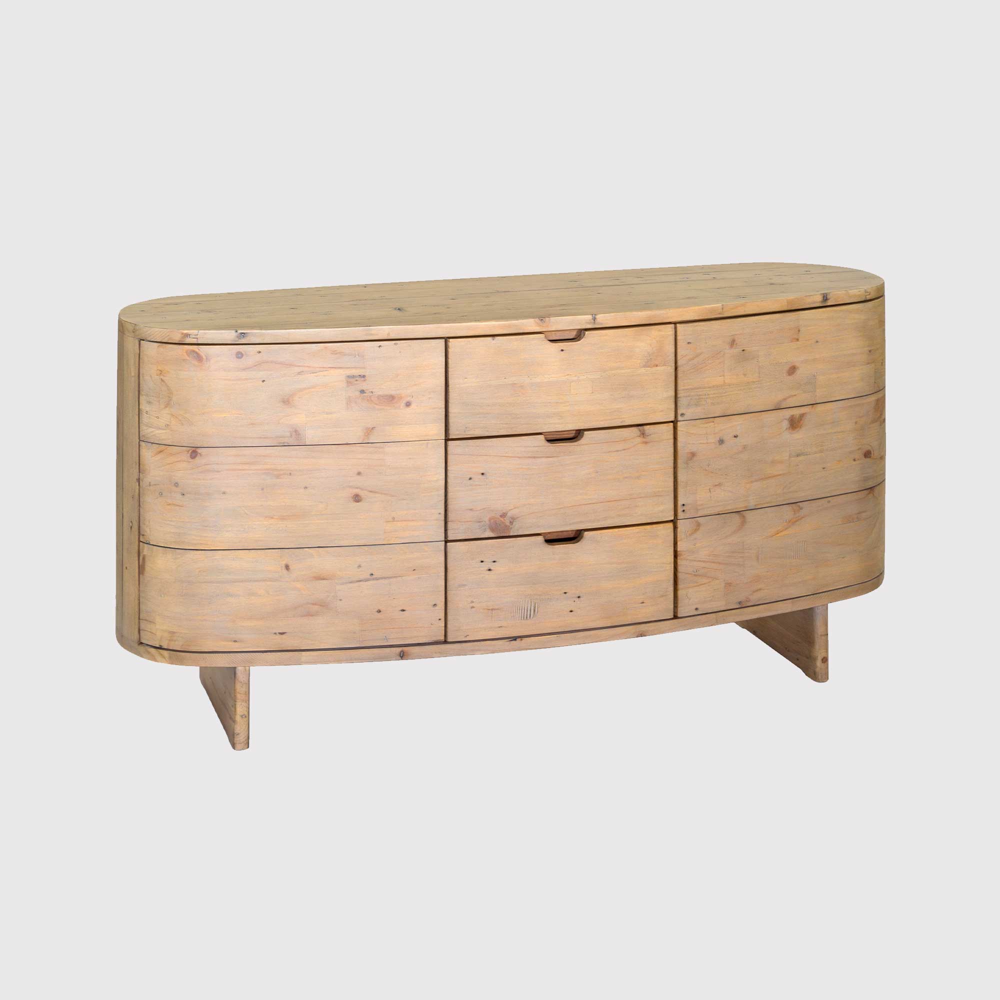 Lathan Reclaimed Wood 2 Cupboards and 3 Doors Buffet Cabinet