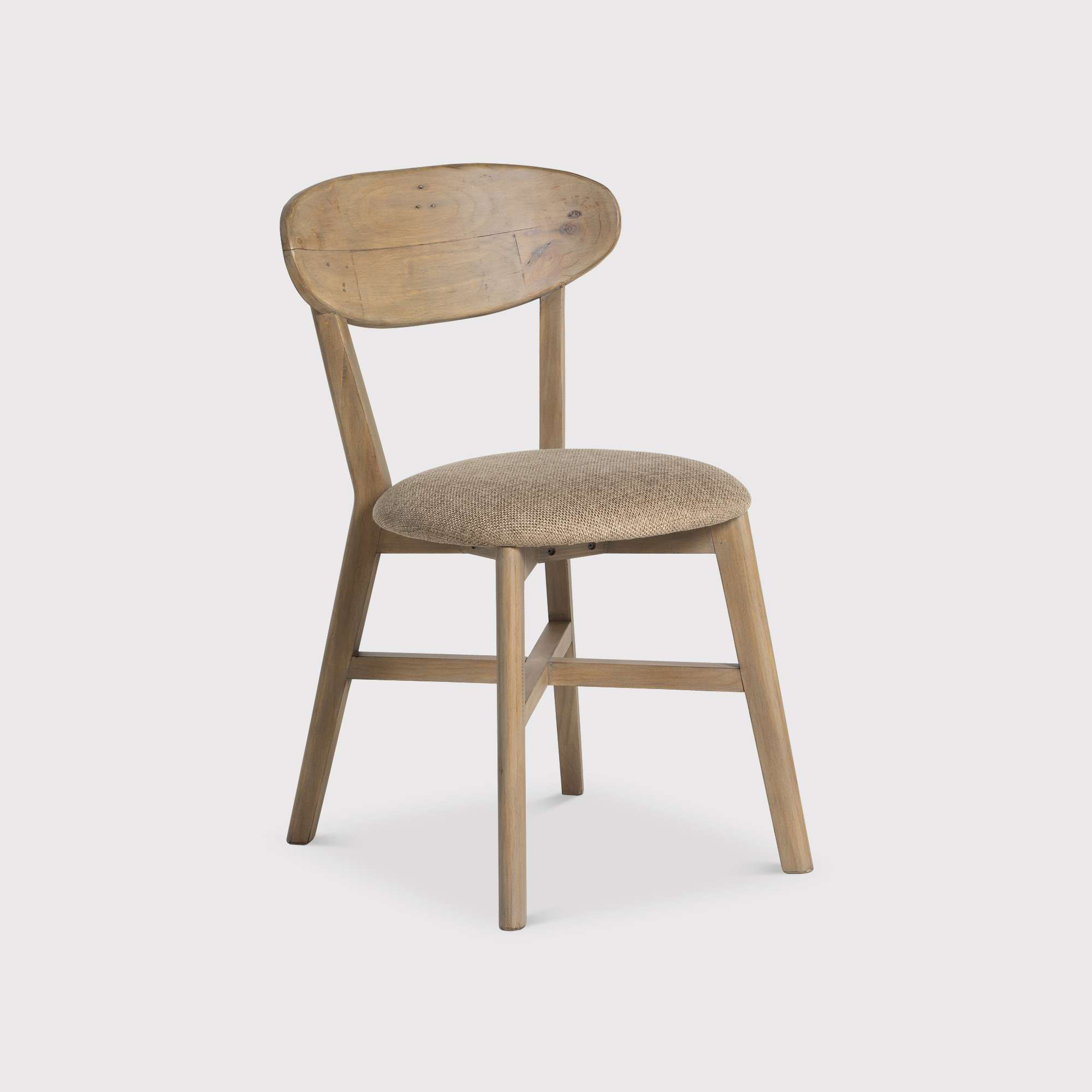 Lathan Wood Dining Chair with Light Brown Fabric Seat