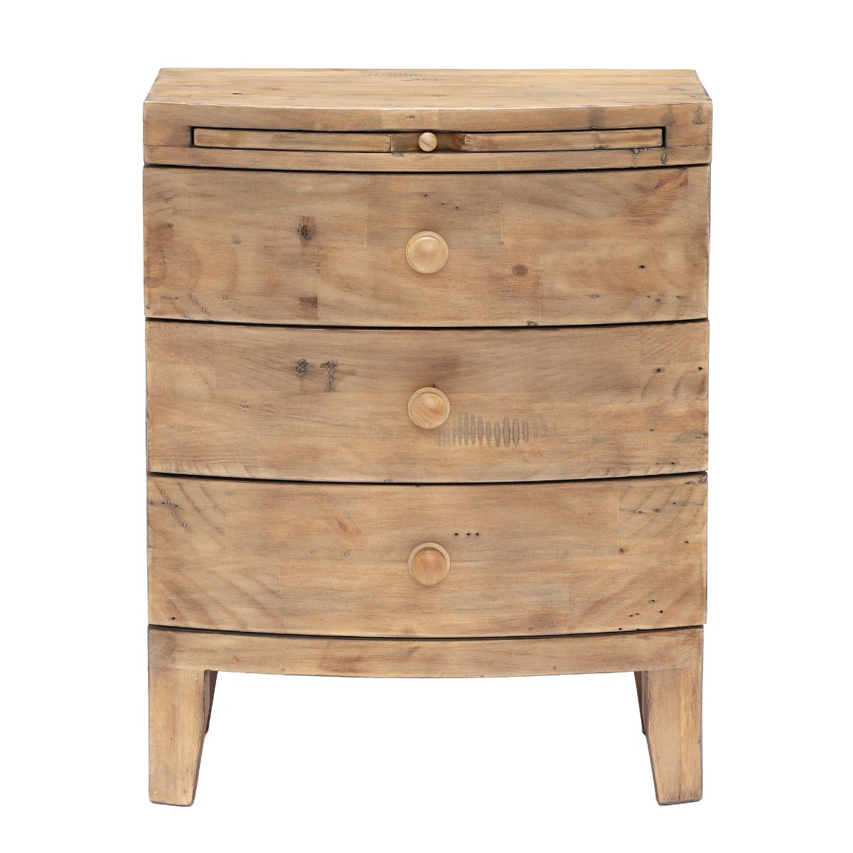 Lewes 3 Drawer Wide Bedside - Reclaimed Sundried Wheat Finish