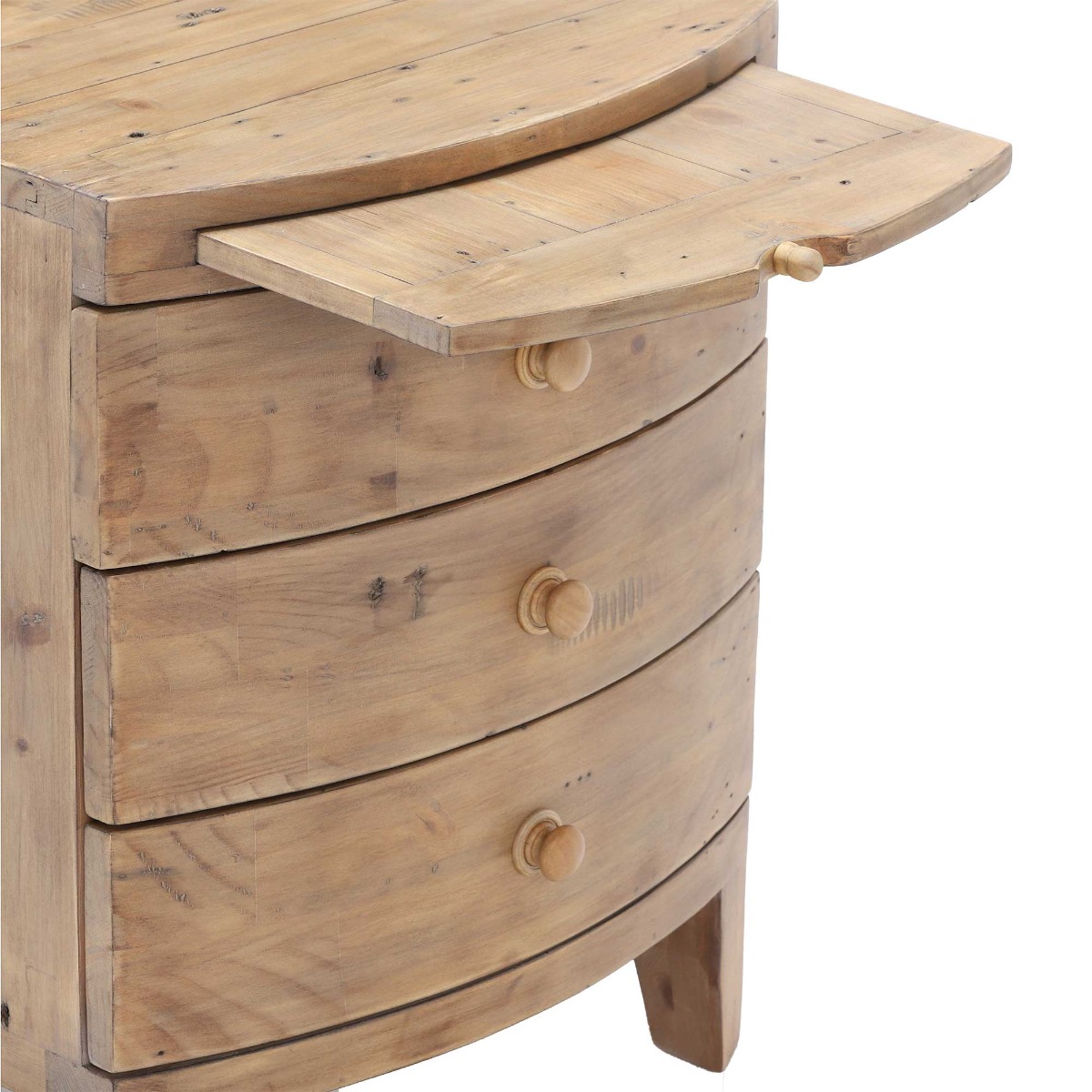Lewes 3 Drawer Wide Bedside - Reclaimed Sundried Wheat Finish