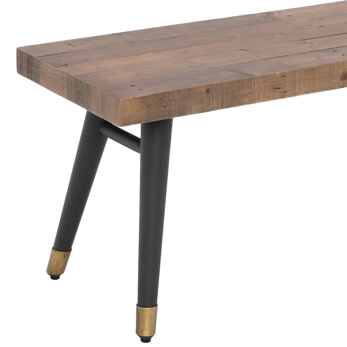 Modi 140cm Reclaimed Wood Dining Bench, Rustic Saddle Tan