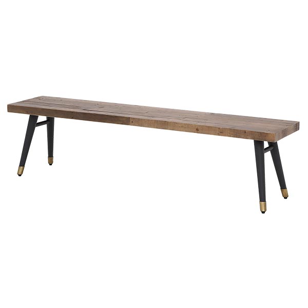 Modi 140cm Reclaimed Wood Dining Bench, Rustic Saddle Tan