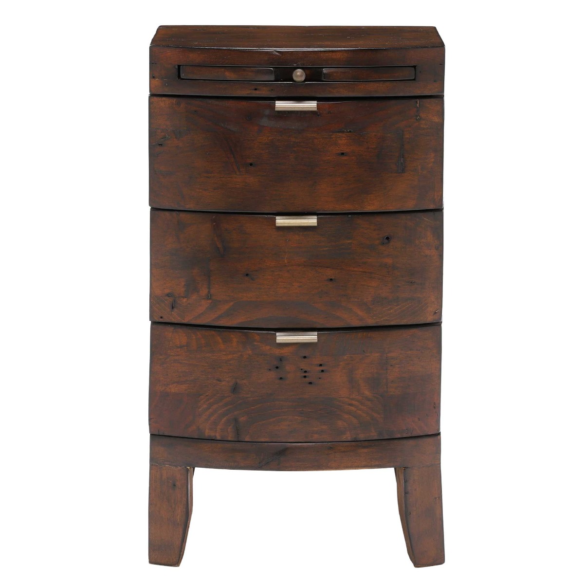 Navajos Wood Reclaimed 3 Drawer Bedside, Reclaimed Pinewood Finish
