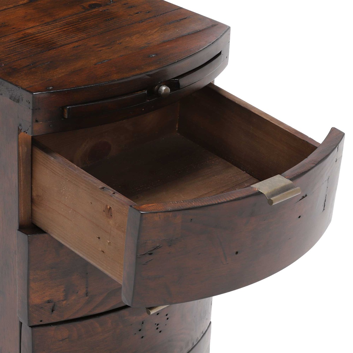 Navajos Wood Reclaimed 3 Drawer Bedside, Reclaimed Pinewood Finish