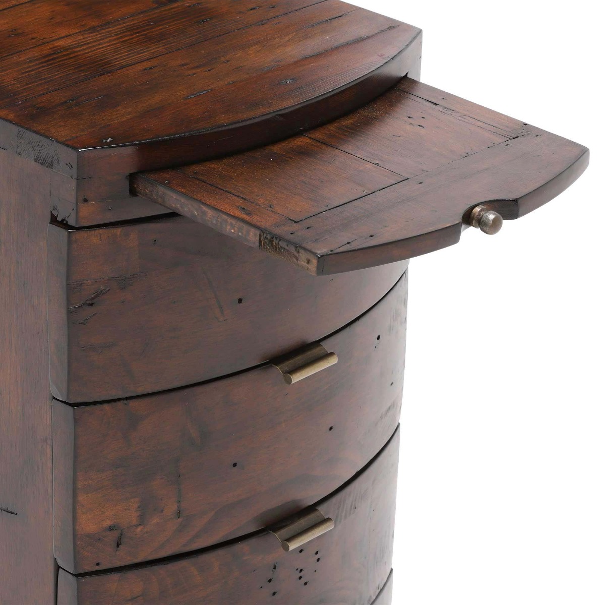 Navajos Wood Reclaimed 3 Drawer Bedside, Reclaimed Pinewood Finish