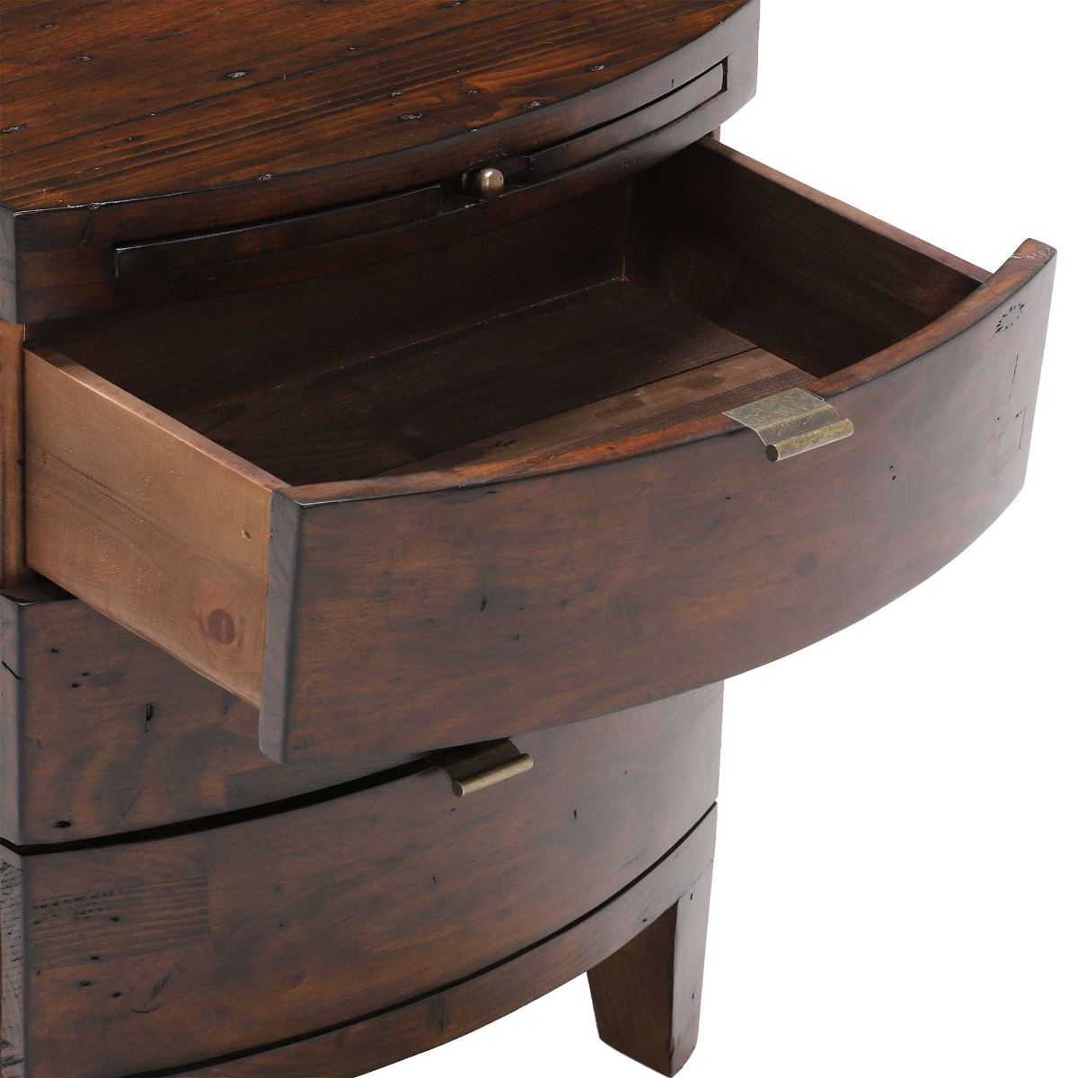 Navajos 3 Drawer Wide Bedside - Reclaimed Pinewood Finish