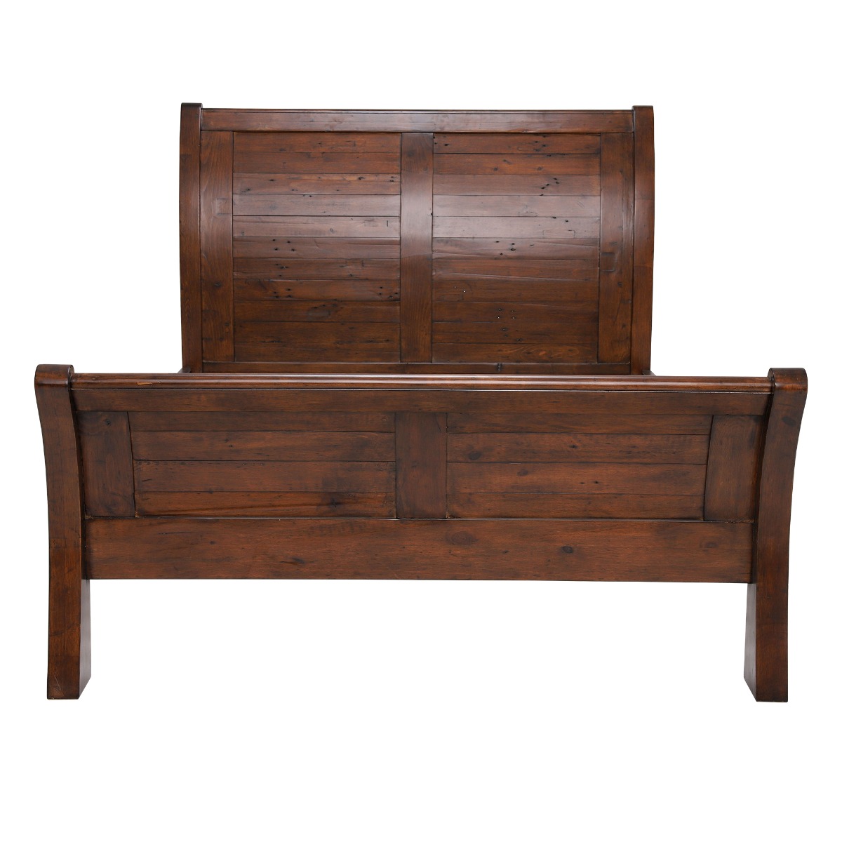 Navajos Dark Brown Reclaimed Wood Panelled King Bed Frame