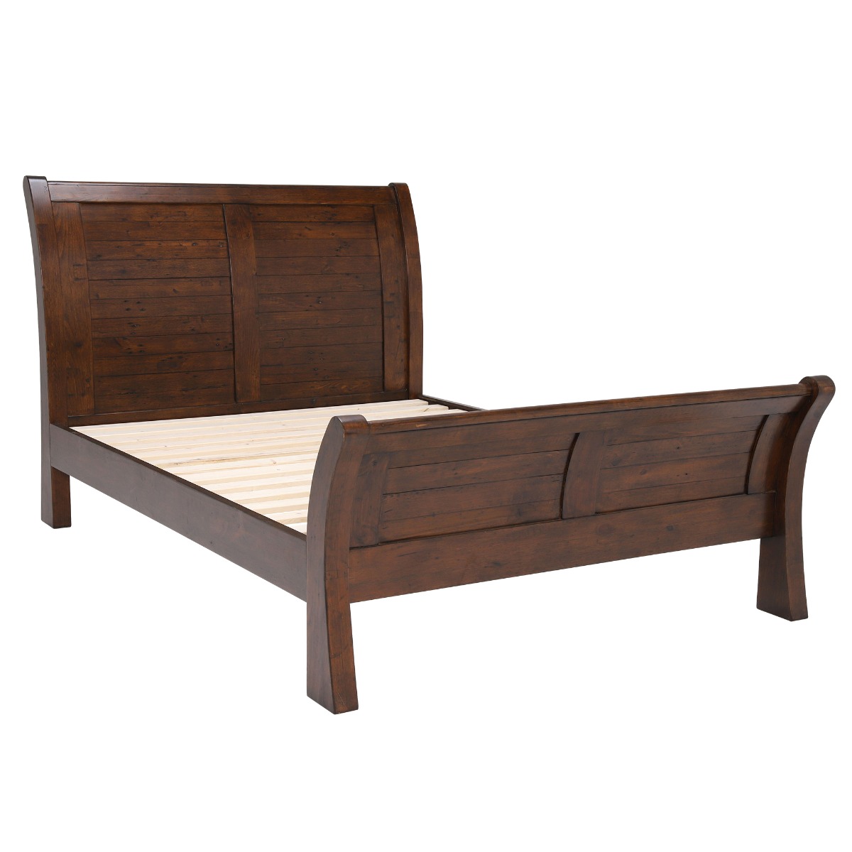 Navajos Dark Brown Reclaimed Wood Panelled King Bed Frame
