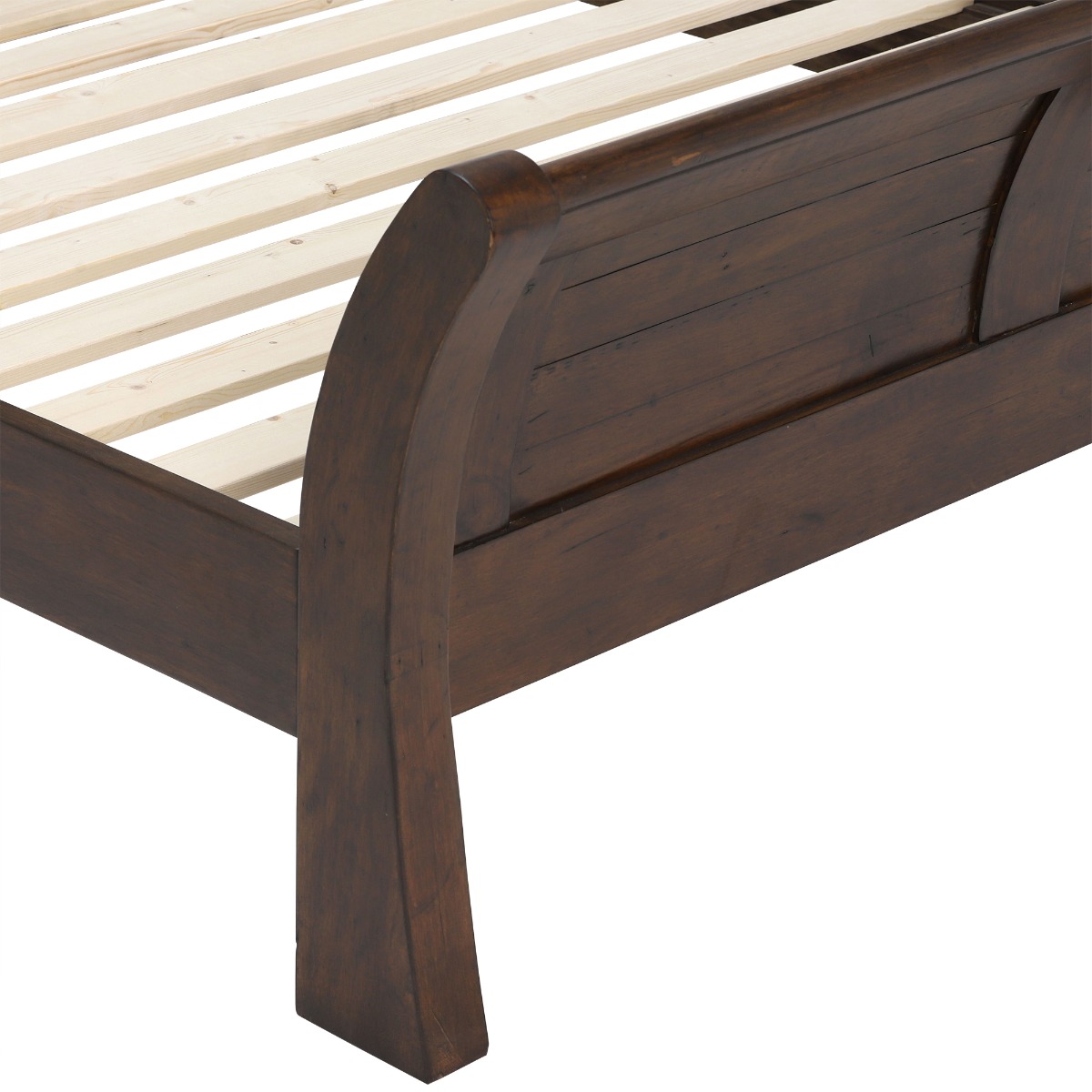 Navajos Dark Brown Reclaimed Wood Panelled King Bed Frame