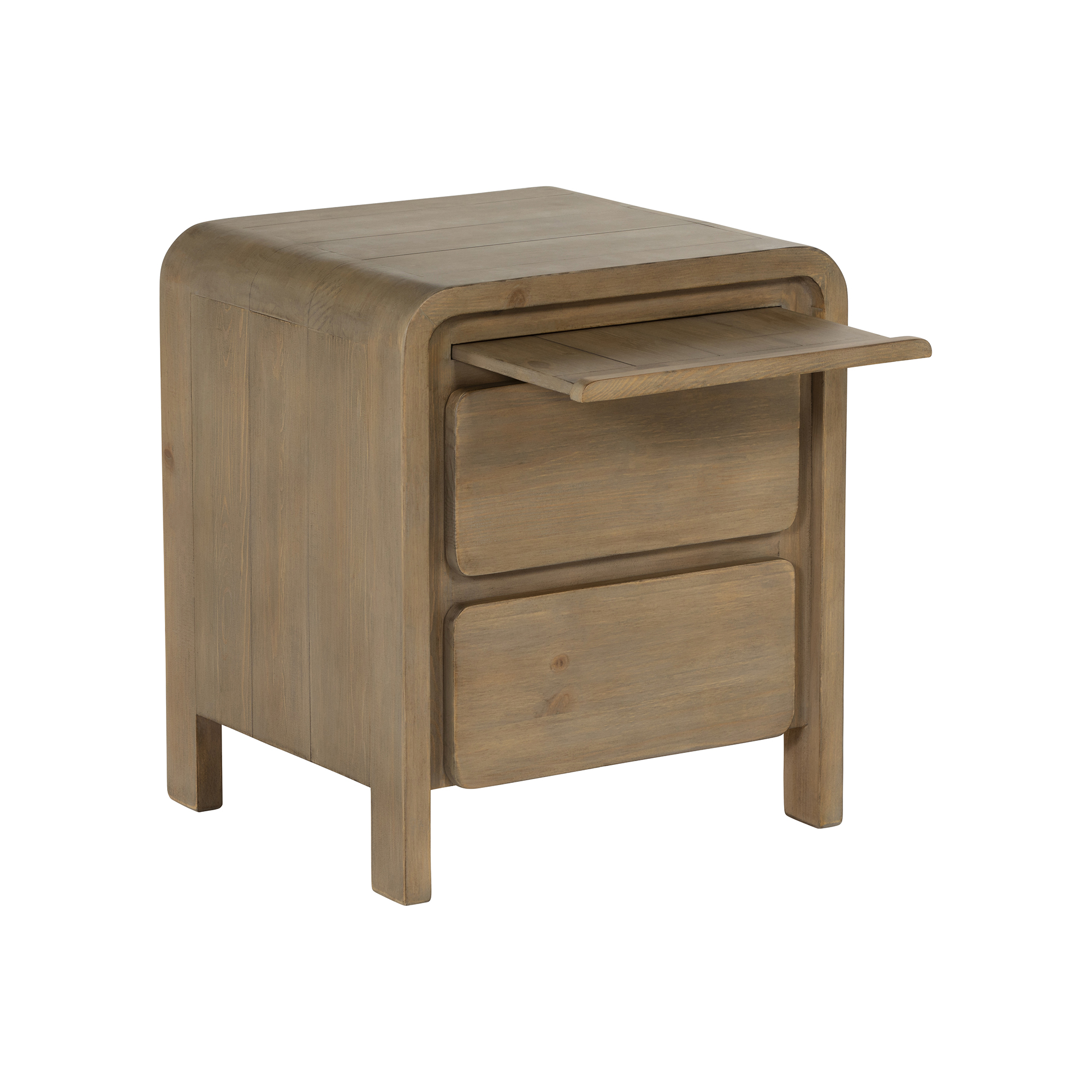 Tosca Reclaimed Wood 2 Drawer Bedside Cabinet, Scrubbed Teak