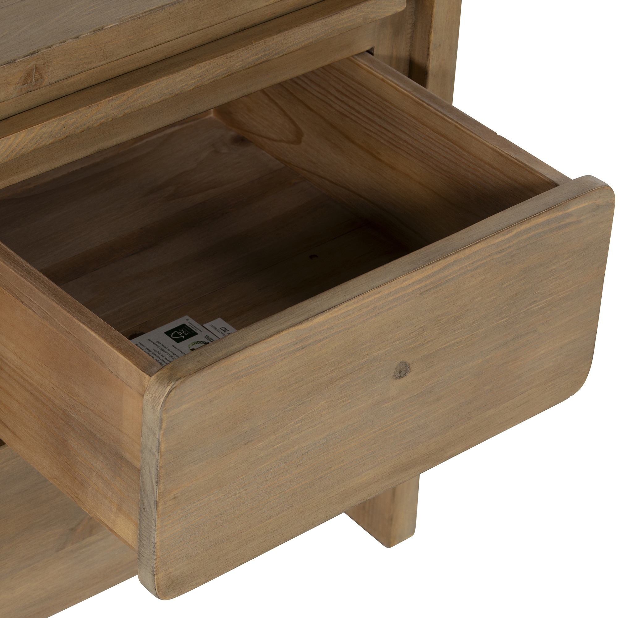 Tosca Reclaimed Wood 2 Drawer Bedside Cabinet, Scrubbed Teak