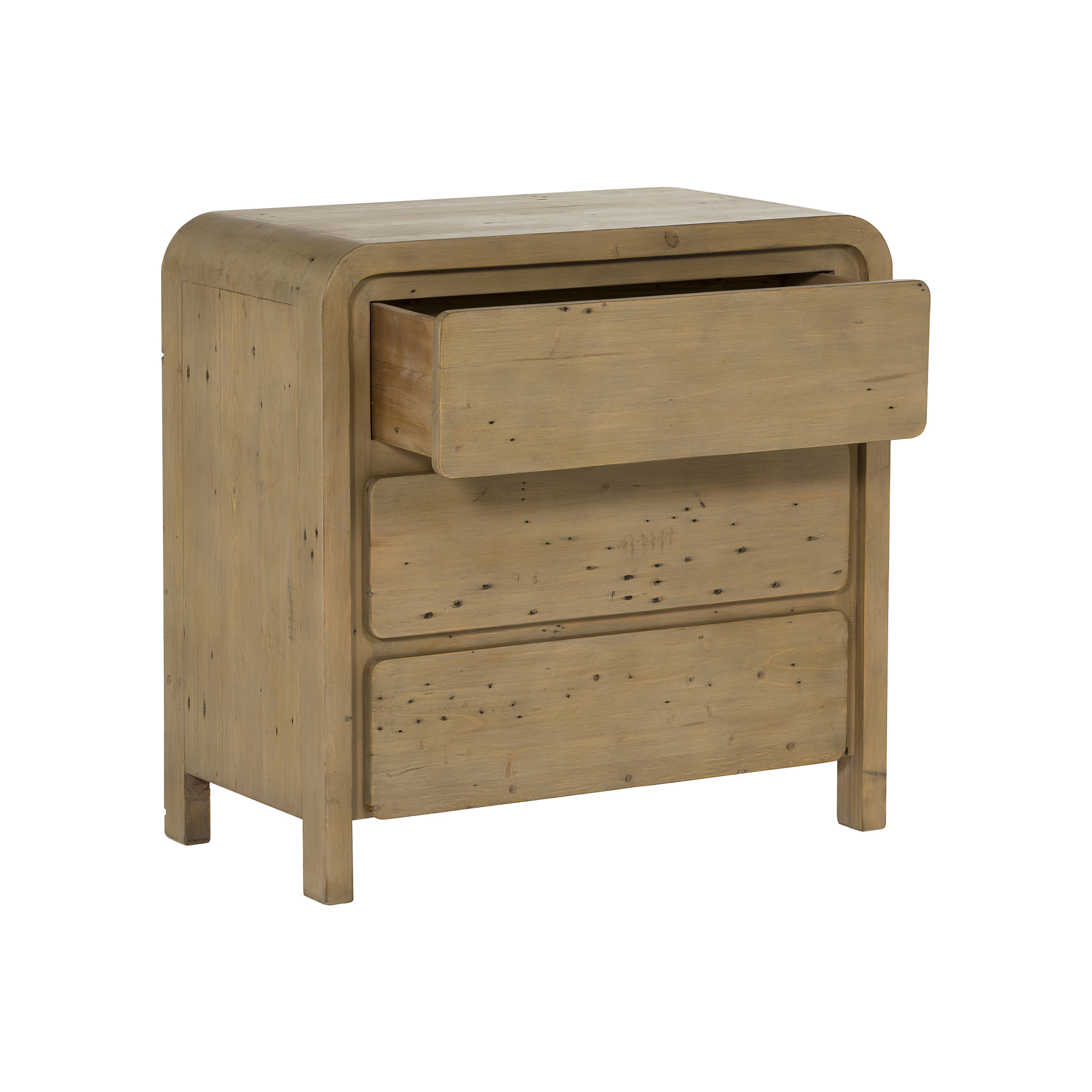 Tosca Reclaimed Wood 3 Drawer Lowboy Cabinet, Scrubbed Teak