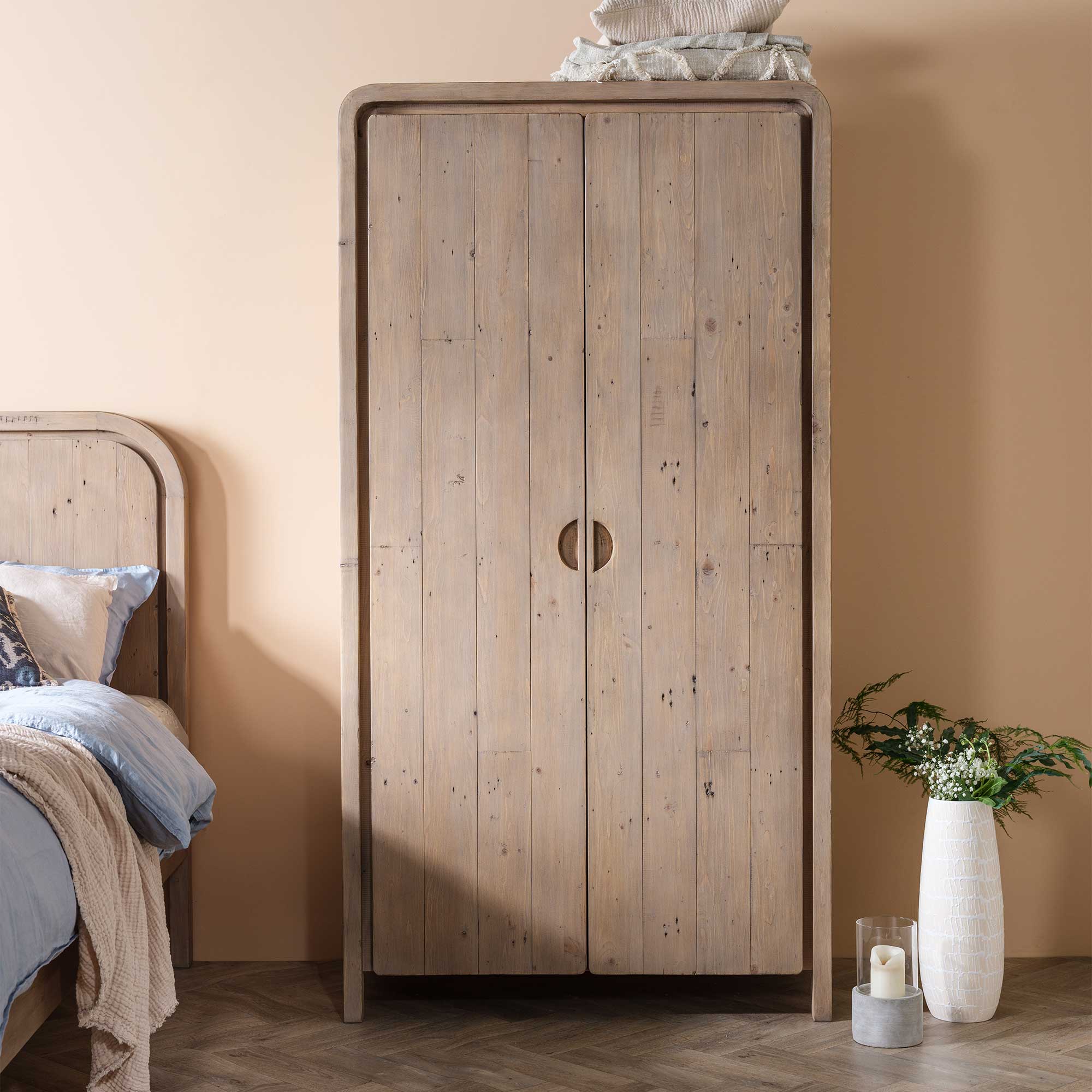 Tosca Reclaimed Wood 2 Door Wardrobe, Scrubbed teak