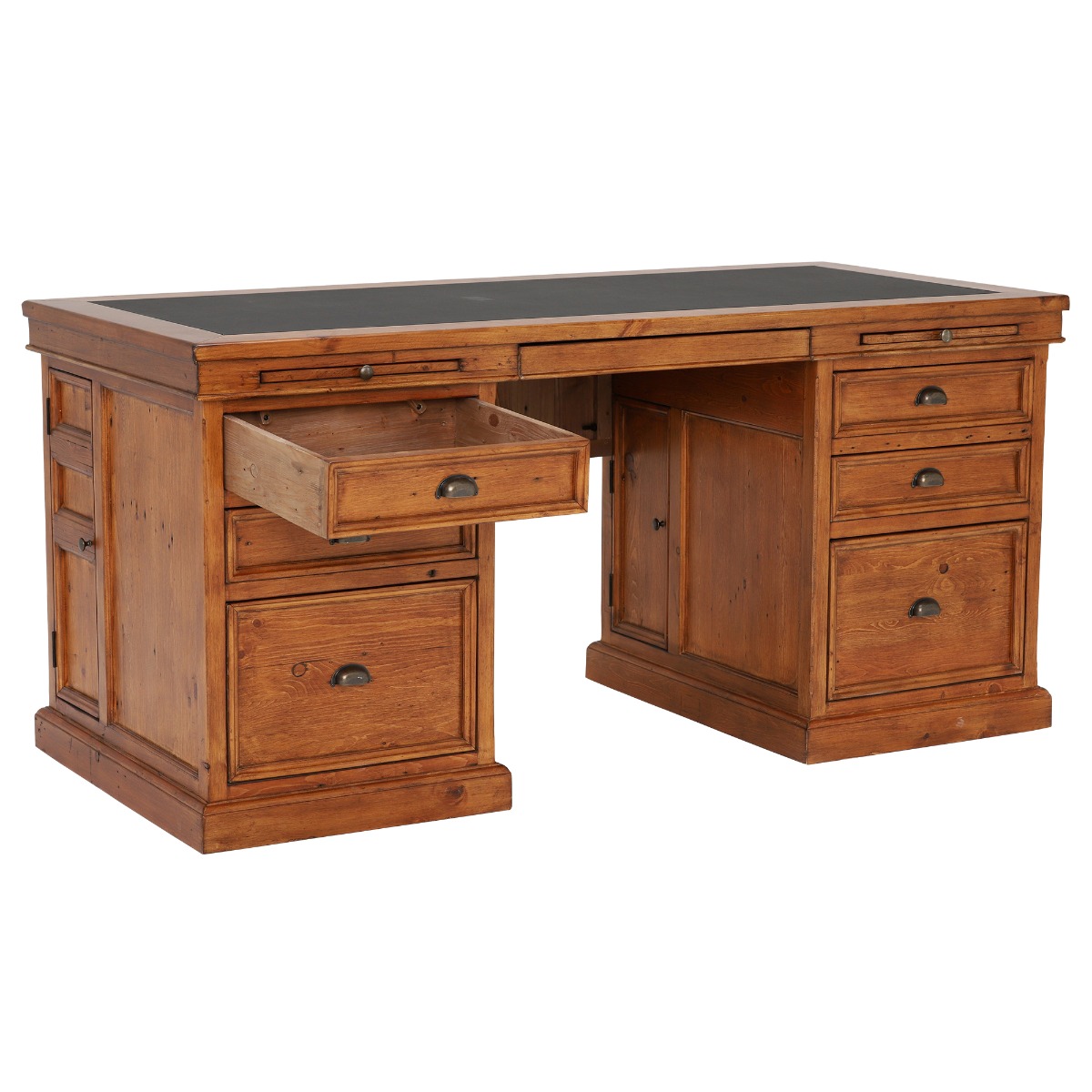 Villiers Reclaimed Wood Double Pedestal Desk, In Vintage Finish