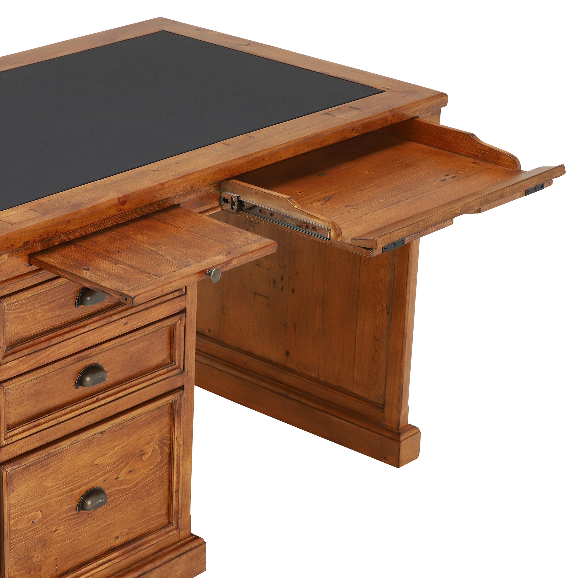 Villiers Reclaimed Wood Single Pedestal Desk, In Vintage Finish