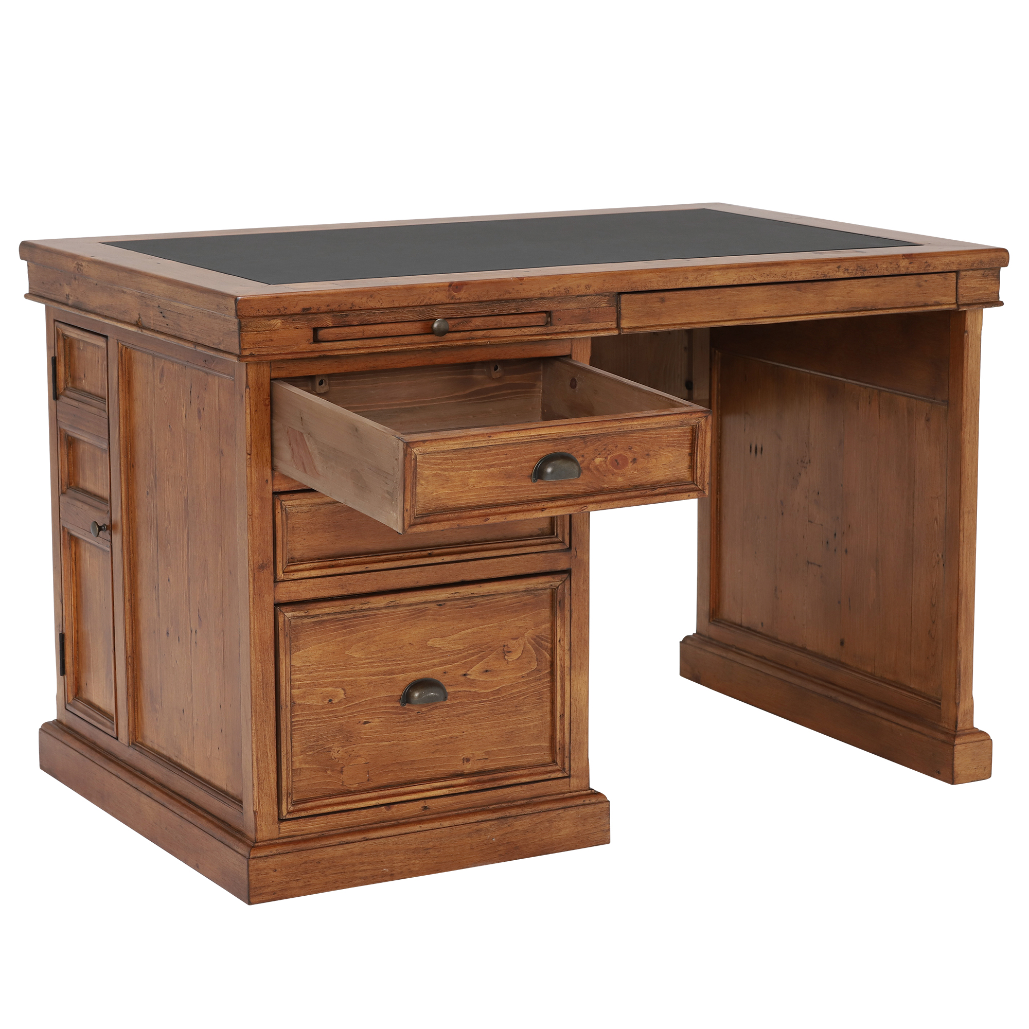 Villiers Reclaimed Wood Single Pedestal Desk, In Vintage Finish