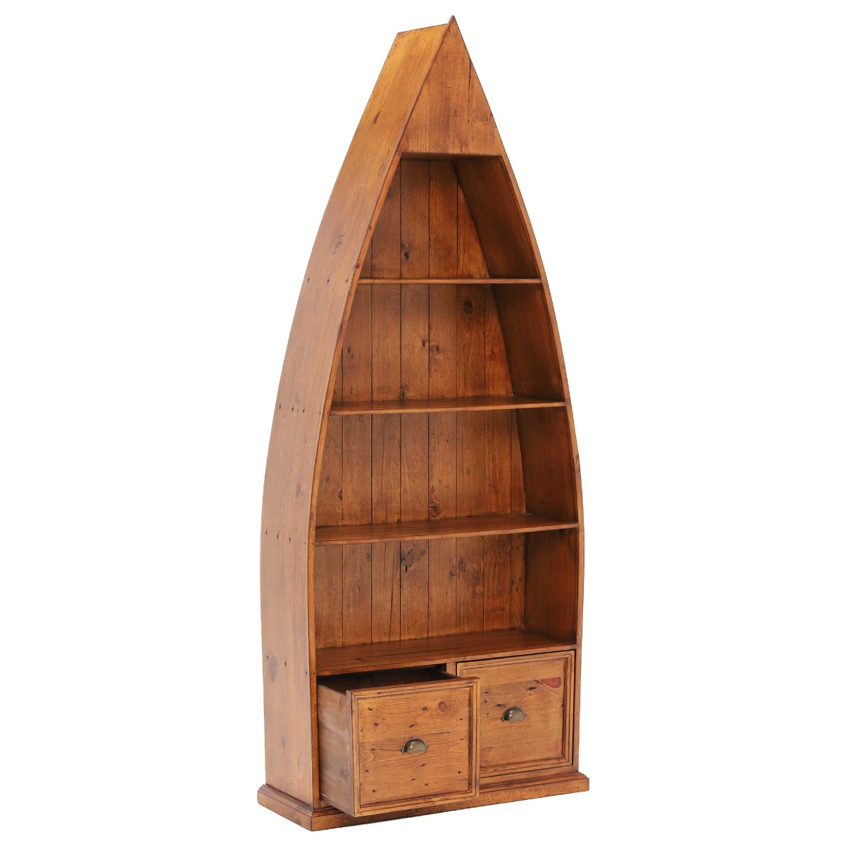 Villiers Reclaimed Wood Boat Bookcase, In Vintage Finish