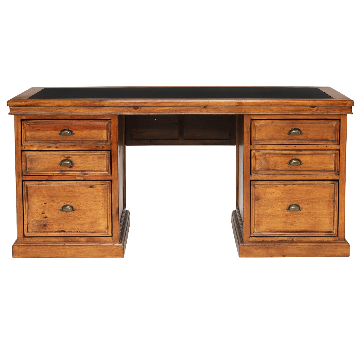 Villiers Reclaimed Wood Large Pedestal Desk, In Vintage Finish