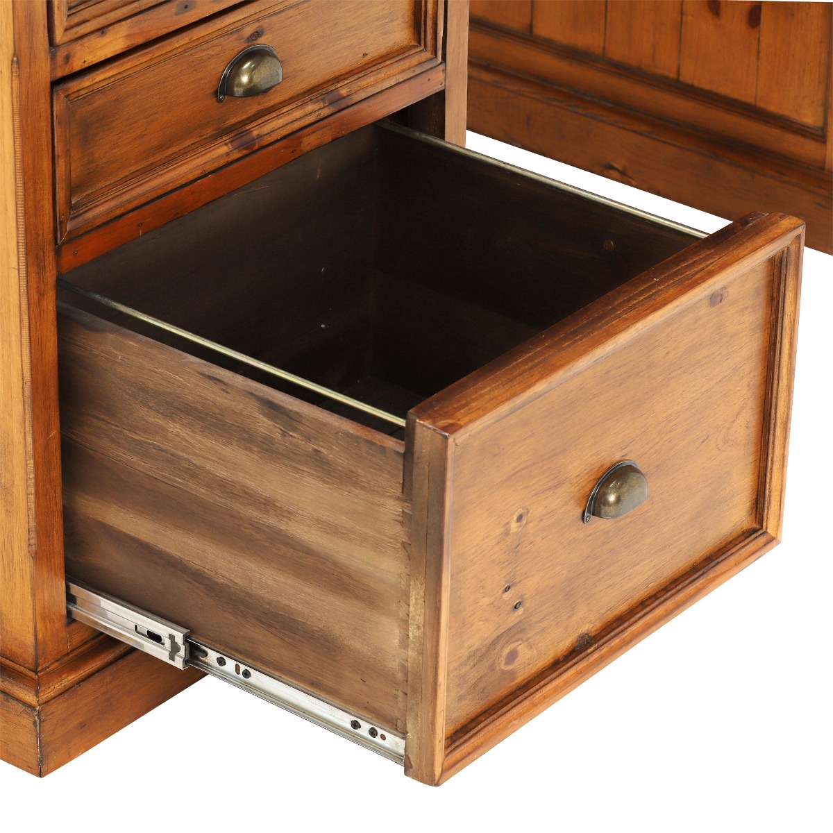 Villiers Reclaimed Wood Large Pedestal Desk, In Vintage Finish