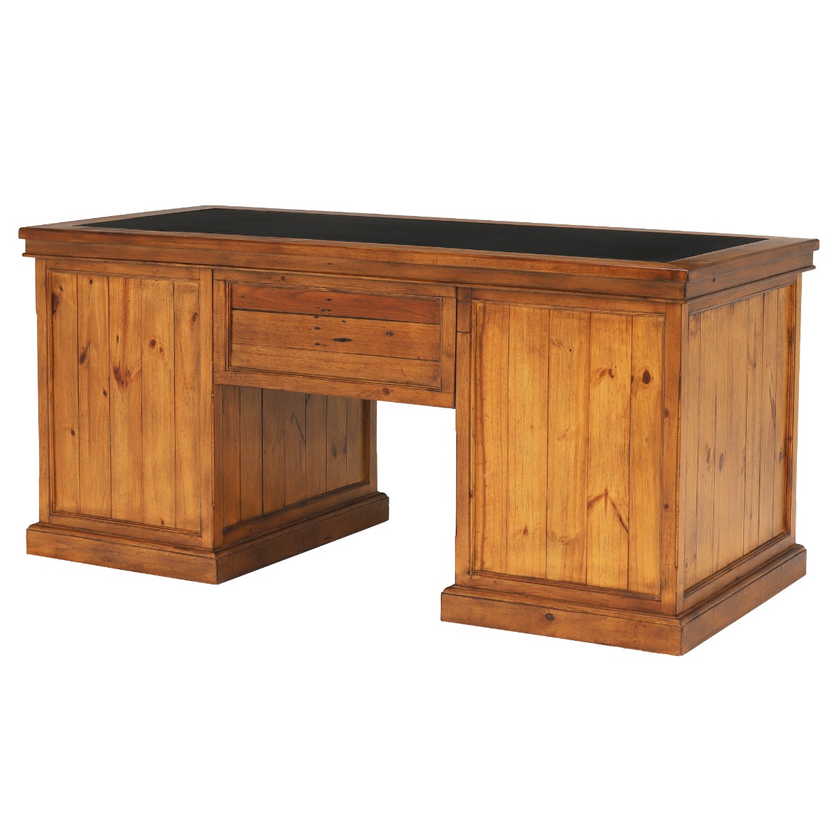 Villiers Reclaimed Wood Large Pedestal Desk, In Vintage Finish