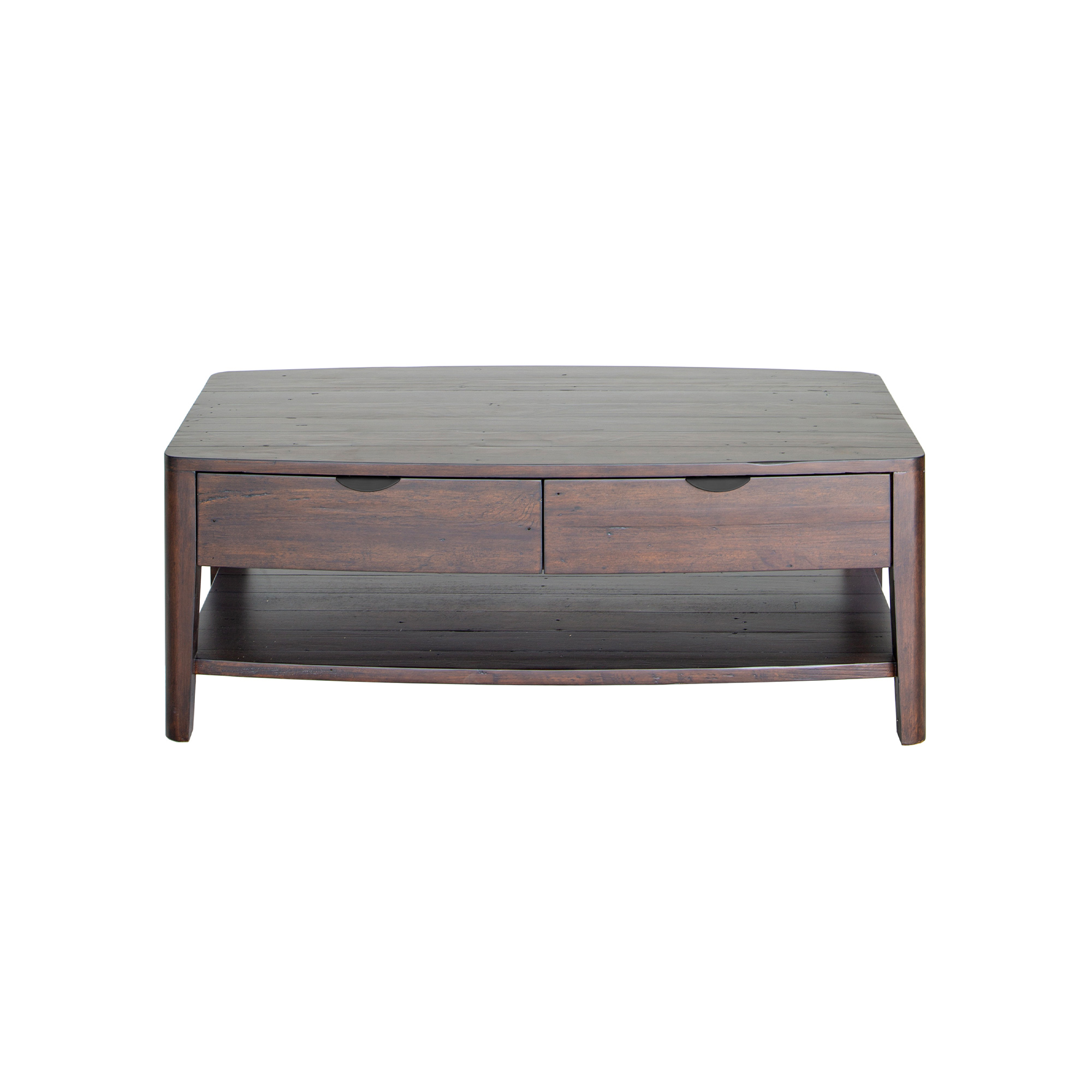 Zermatt Dark Brown Reclaimed Wood 4 Drawer Coffee Table with a Shelf