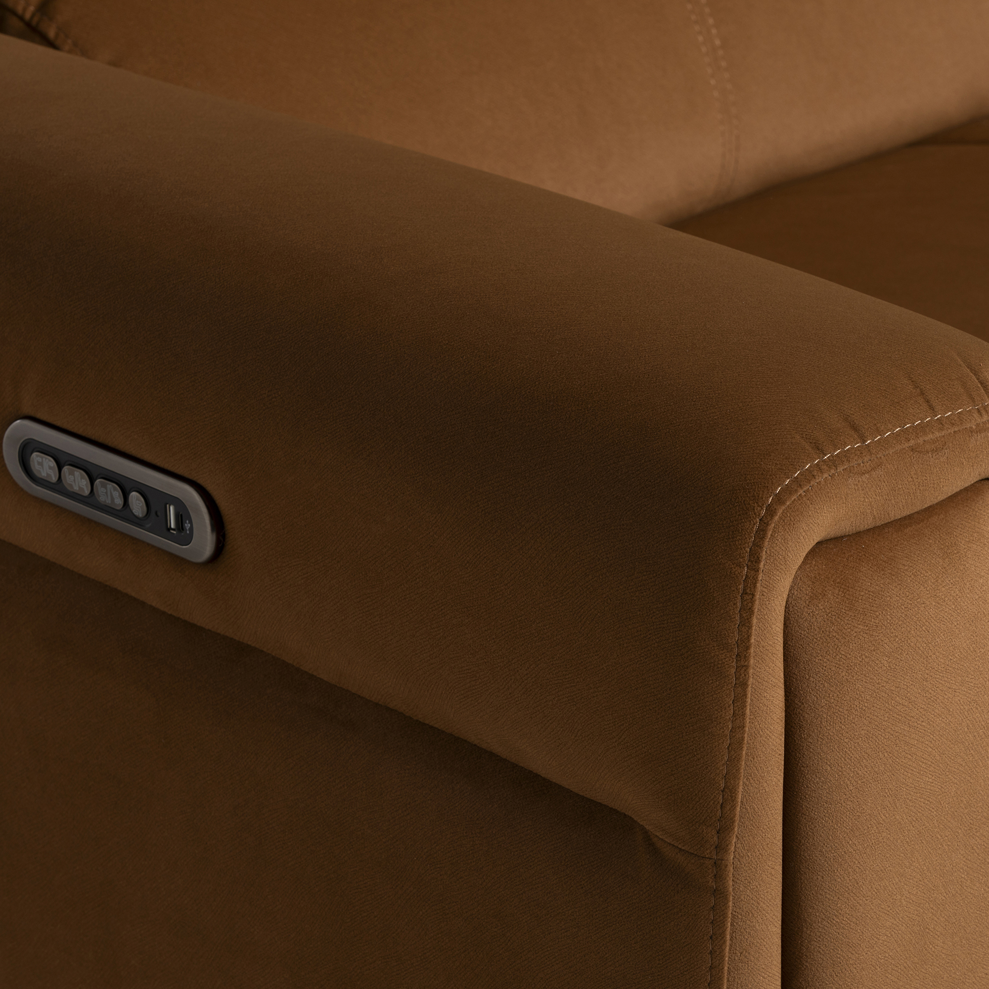 Kerren 2.5 Seater Power Recliner - With Entertainment Table In Bella Copper