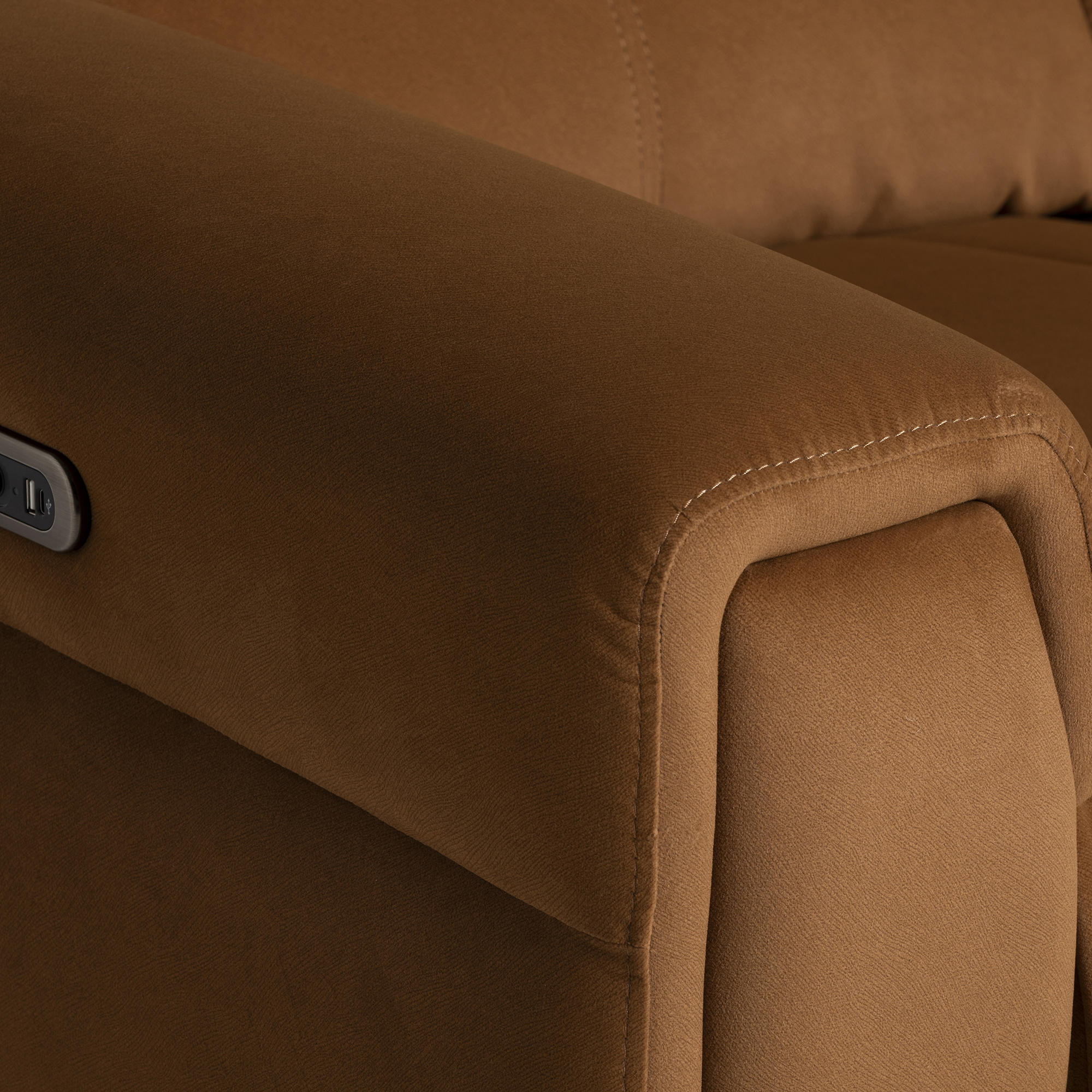 Kerren 2 Seater Power Recliner With Head Tilt - With Blue Tooth In Bella Copper