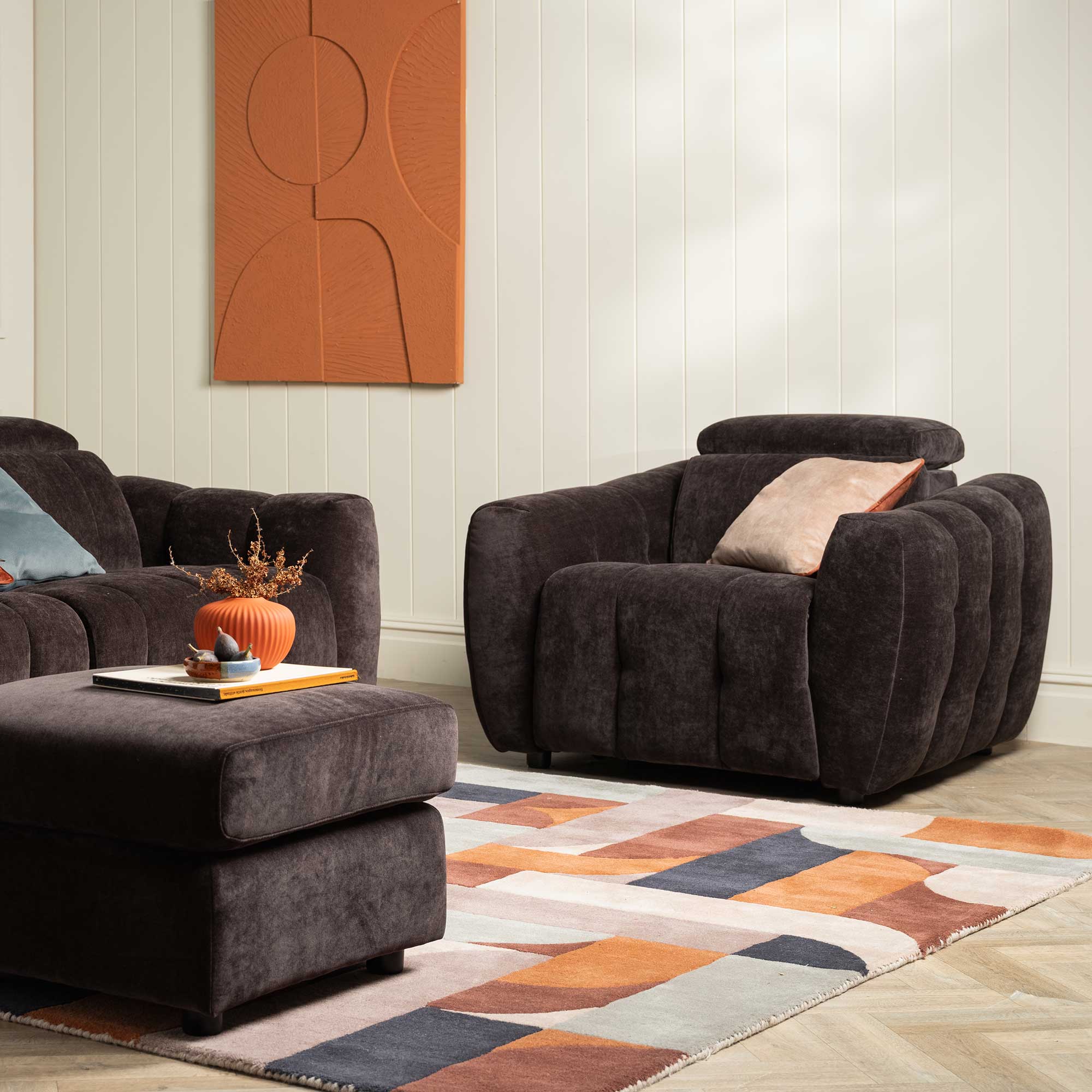 Montgomery Dark Brown Fabric Electric Recliner Armchair, Manhattan Mushroom