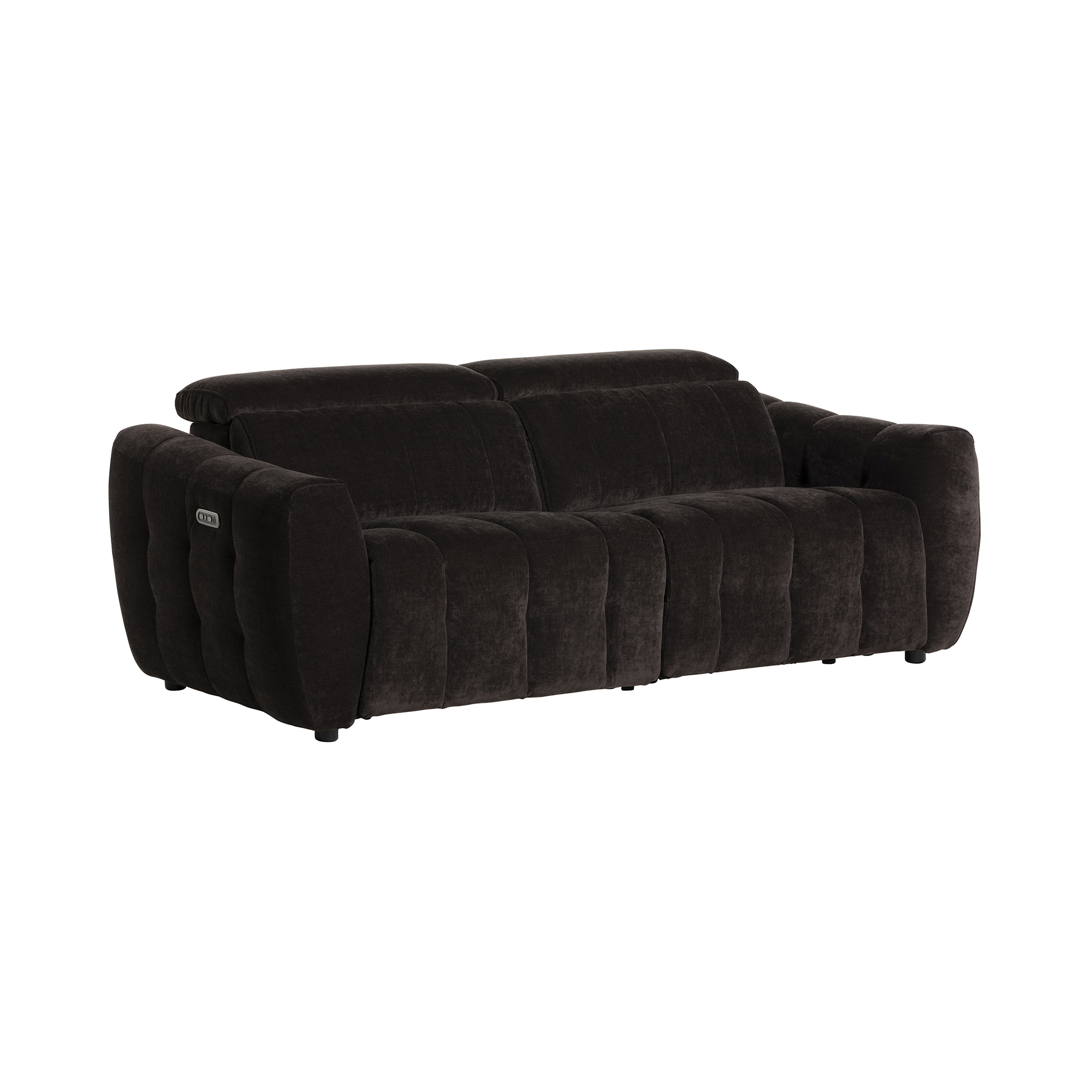 Montgomery Dark Brown Fabric Electric Recliner 2.5 Seater Sofa, Manhattan Mushroom