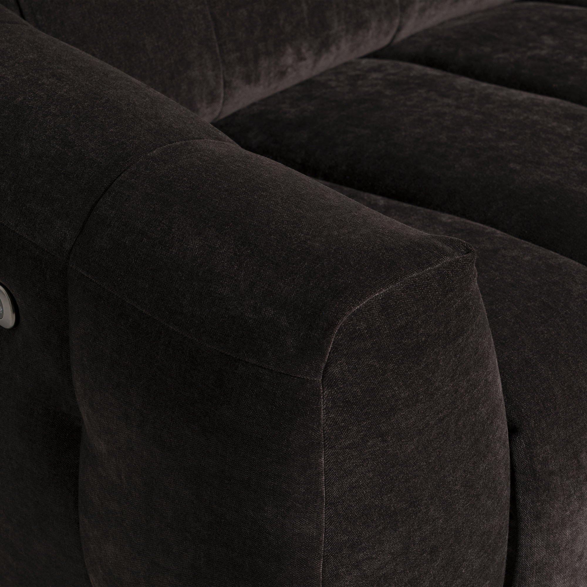 Montgomery Dark Brown Fabric Electric Recliner 2.5 Seater Sofa, Manhattan Mushroom