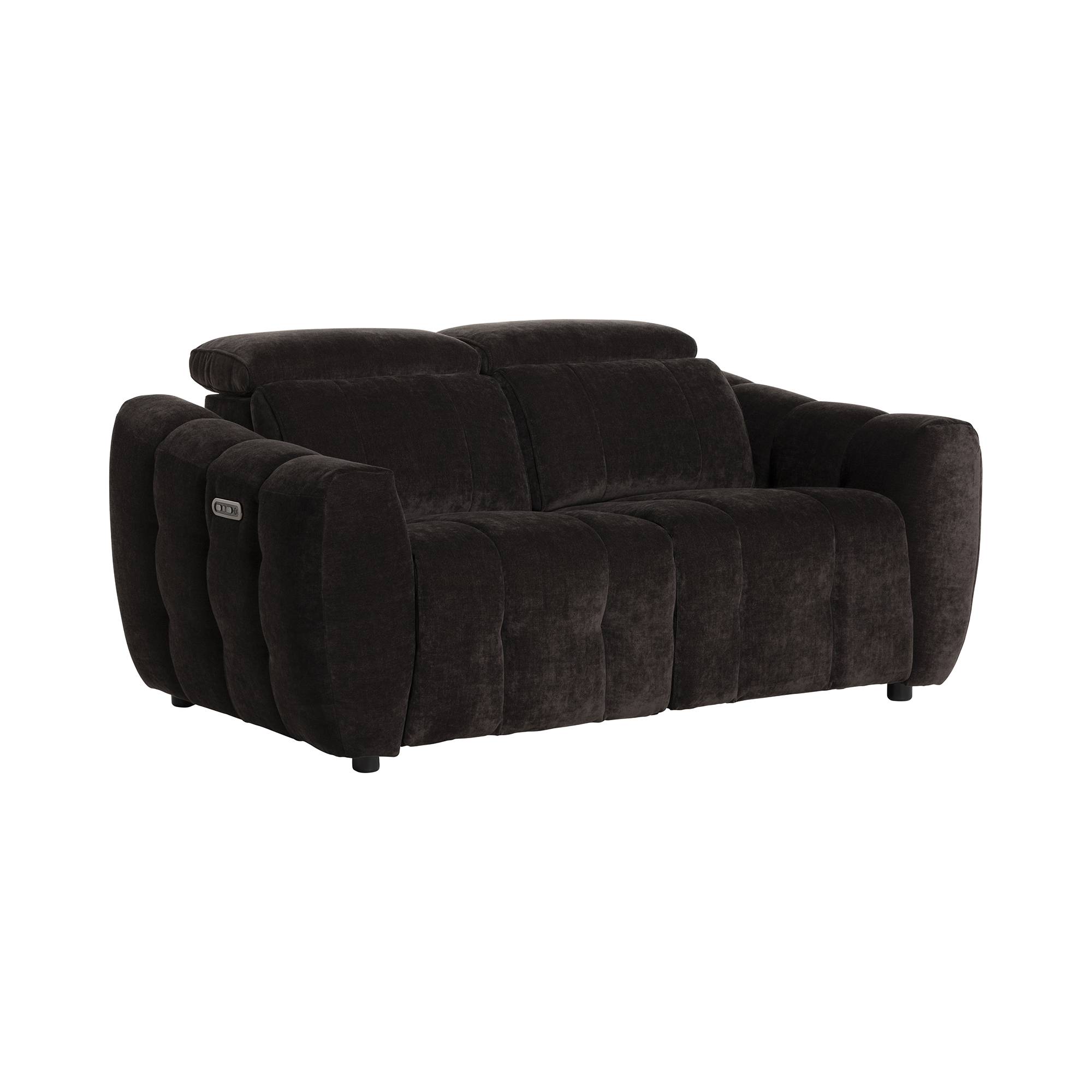 Montgomery Dark Brown Fabric Electric Recliner 2 Seater Sofa , Manhattan Mushroom