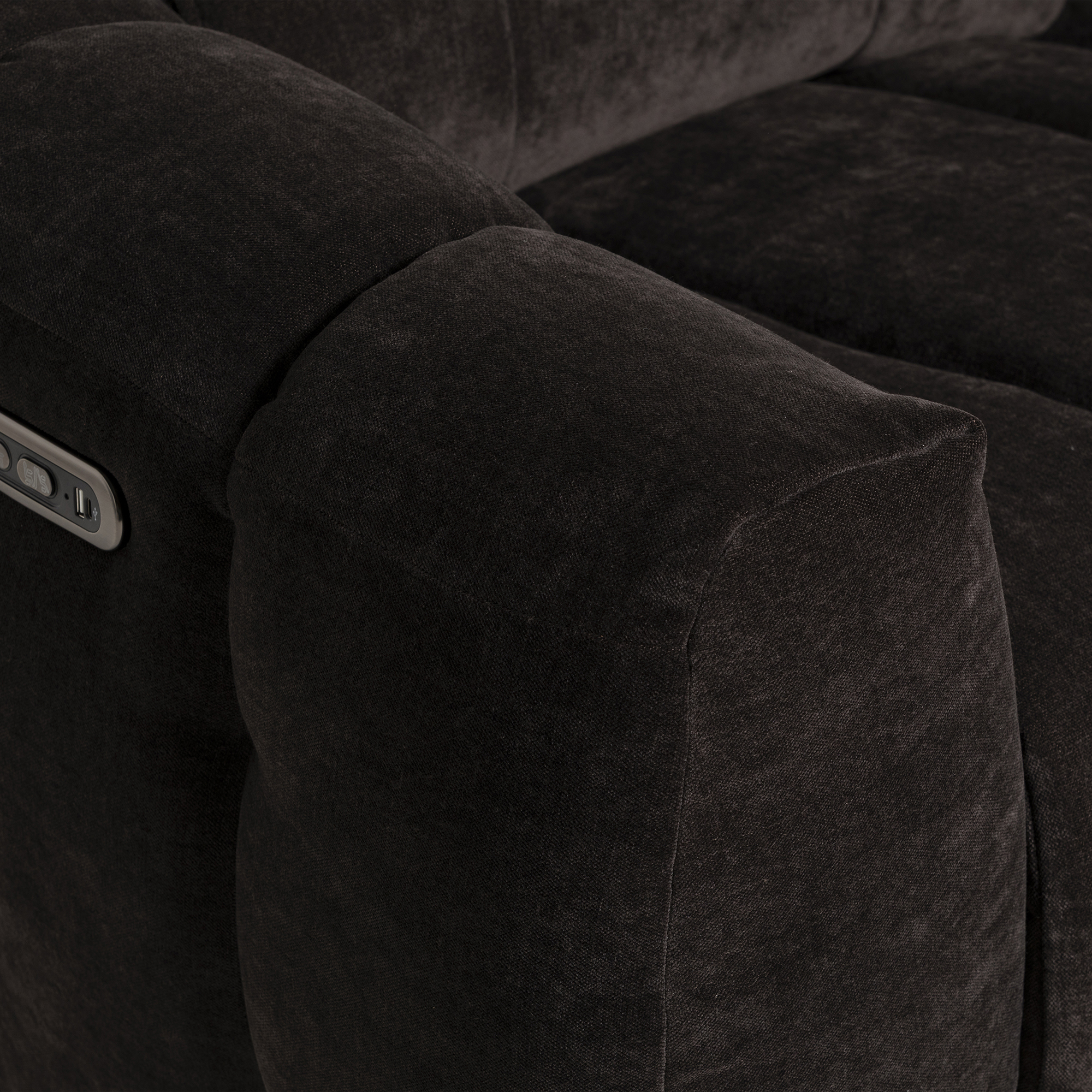 Montgomery Dark Brown Fabric Electric Recliner 2 Seater Sofa , Manhattan Mushroom