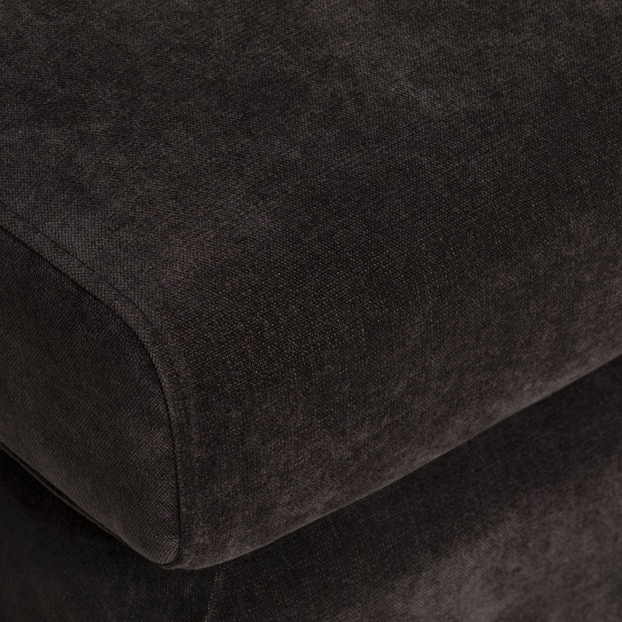Montgomery Dark Brown Fabric Footstool, Manhattan Mushroom