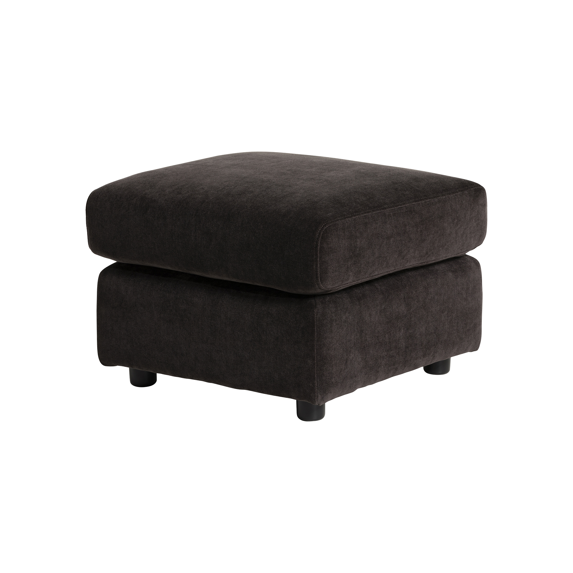 Montgomery Dark Brown Fabric Footstool, Manhattan Mushroom