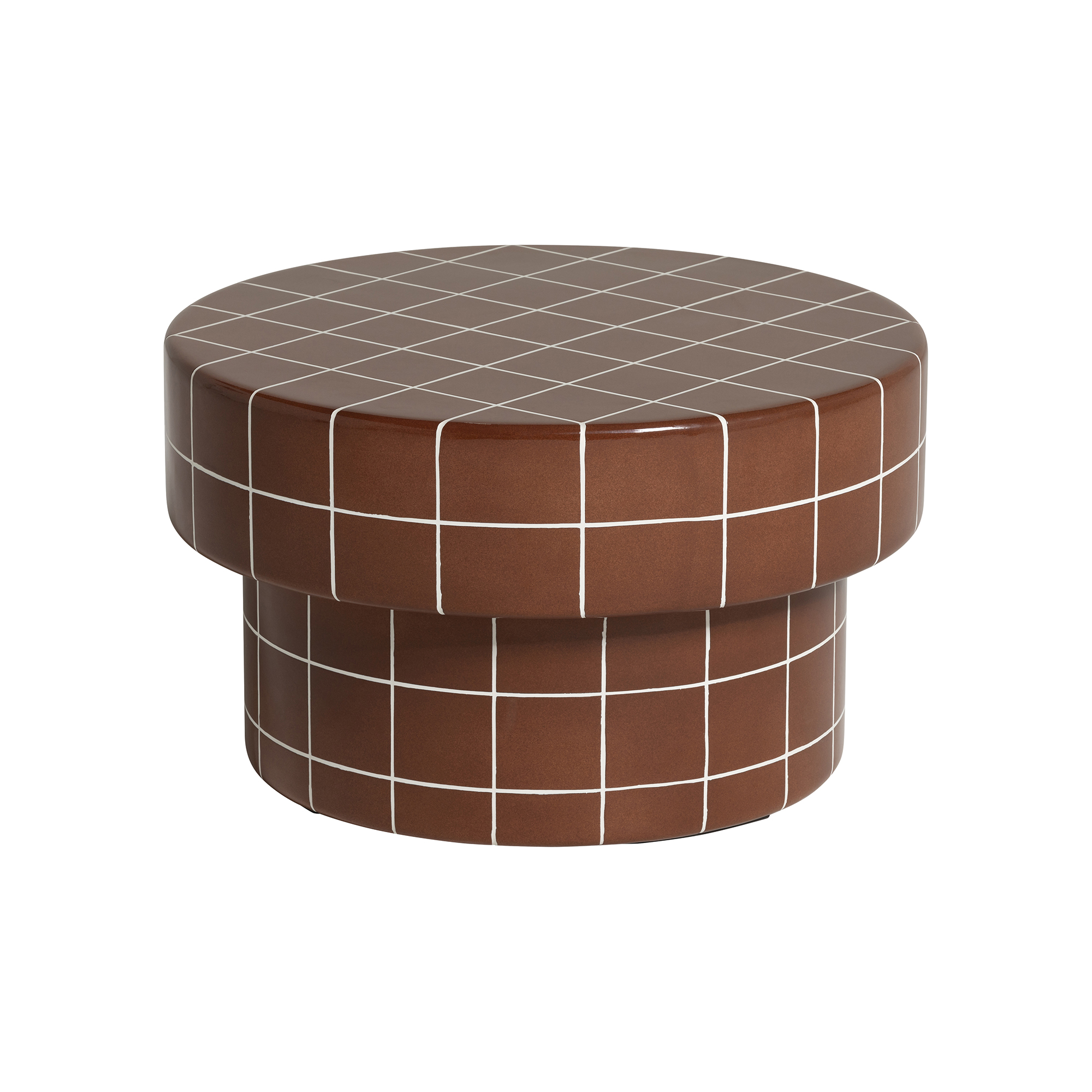 Rico Tiled Round Coffee Table - Terracotta Red, Gard25